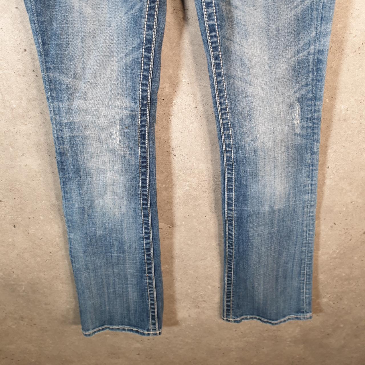 Vintage Miss Me Slim Boot Y2K Hip Hop Jeans Womens W26 Blue Denim USA Big Fish Vintage