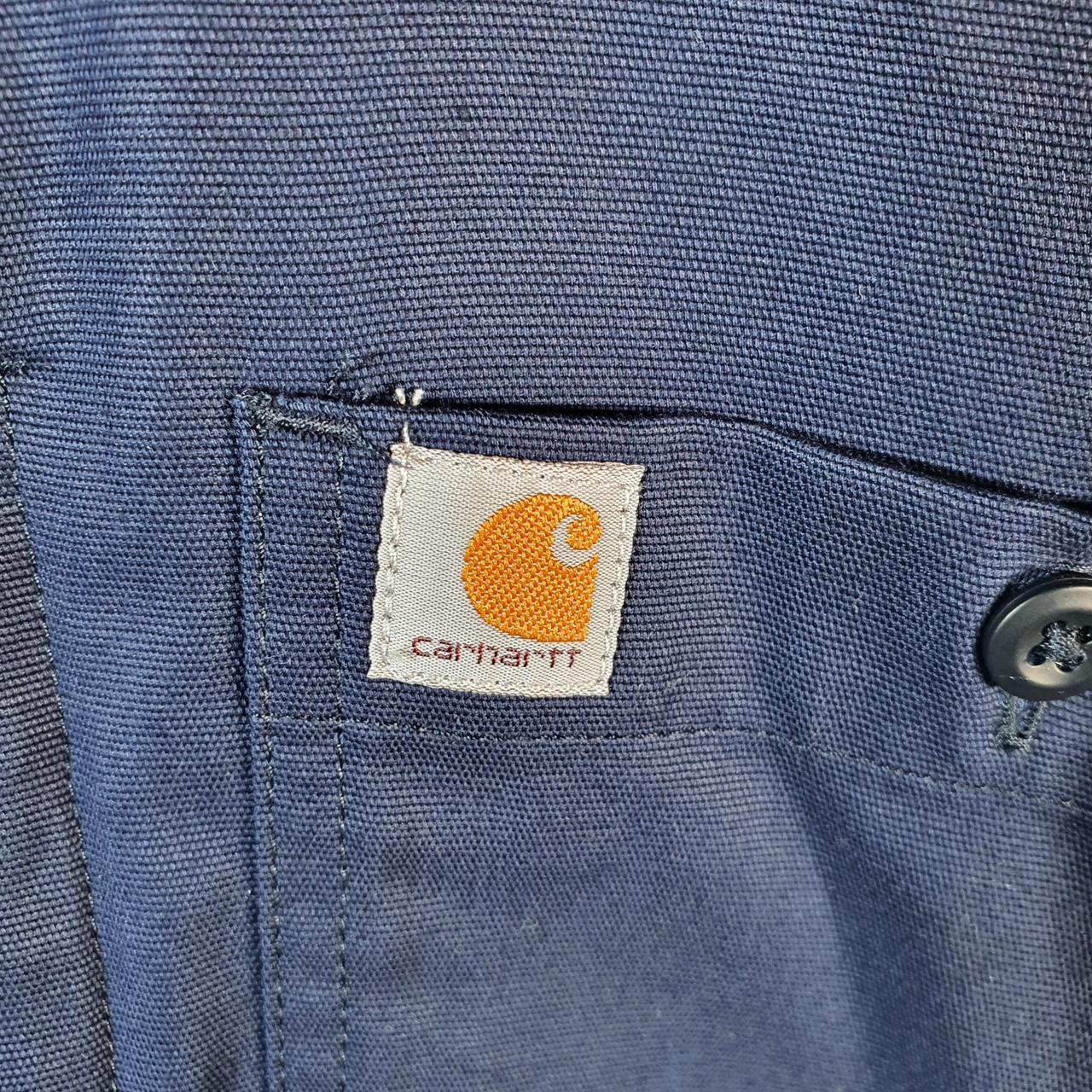 Vintage Carhartt Shirt Button Down Mens Medium Blue Long Sleeve Chore Utility Relaxed - Big Fish Vintage
