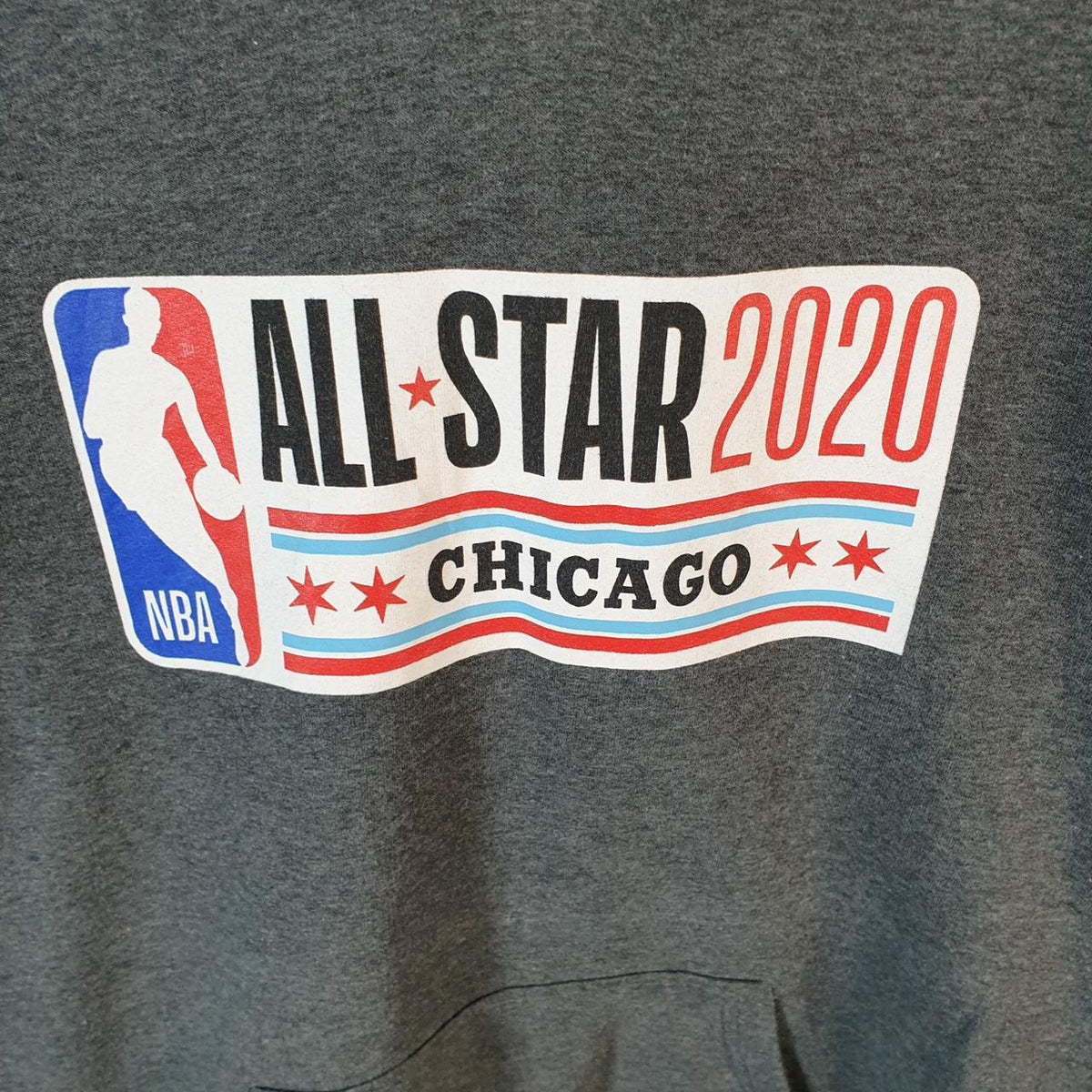 Vintage NBA All Star 2020 Chicago Hoodie Men’s Medium Grey Pullover Pro Sport USA