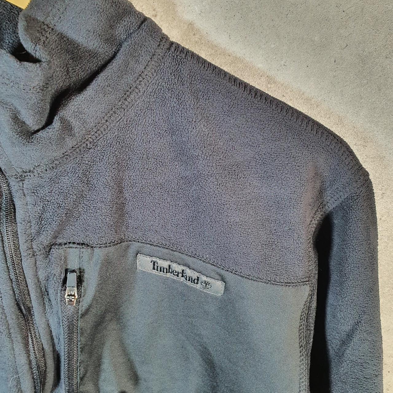 Vintage Timberland 1/4 Zip Fleece Sweatshirt Mens Medium Black Spellout Logo Winter