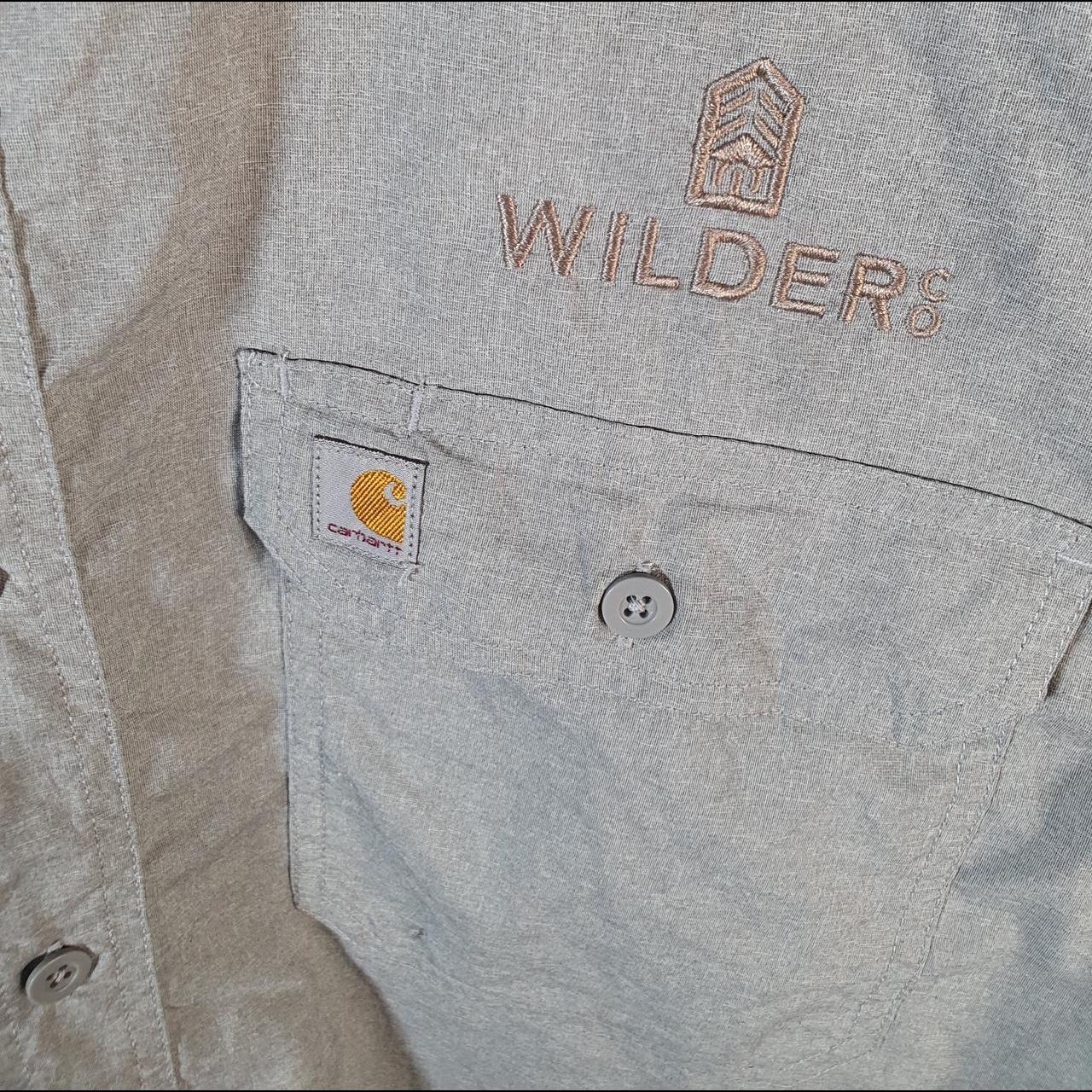 Vintage Carhartt Shirt Button Down Mens Large Grey Short Sleeve Utility Relaxed Fit