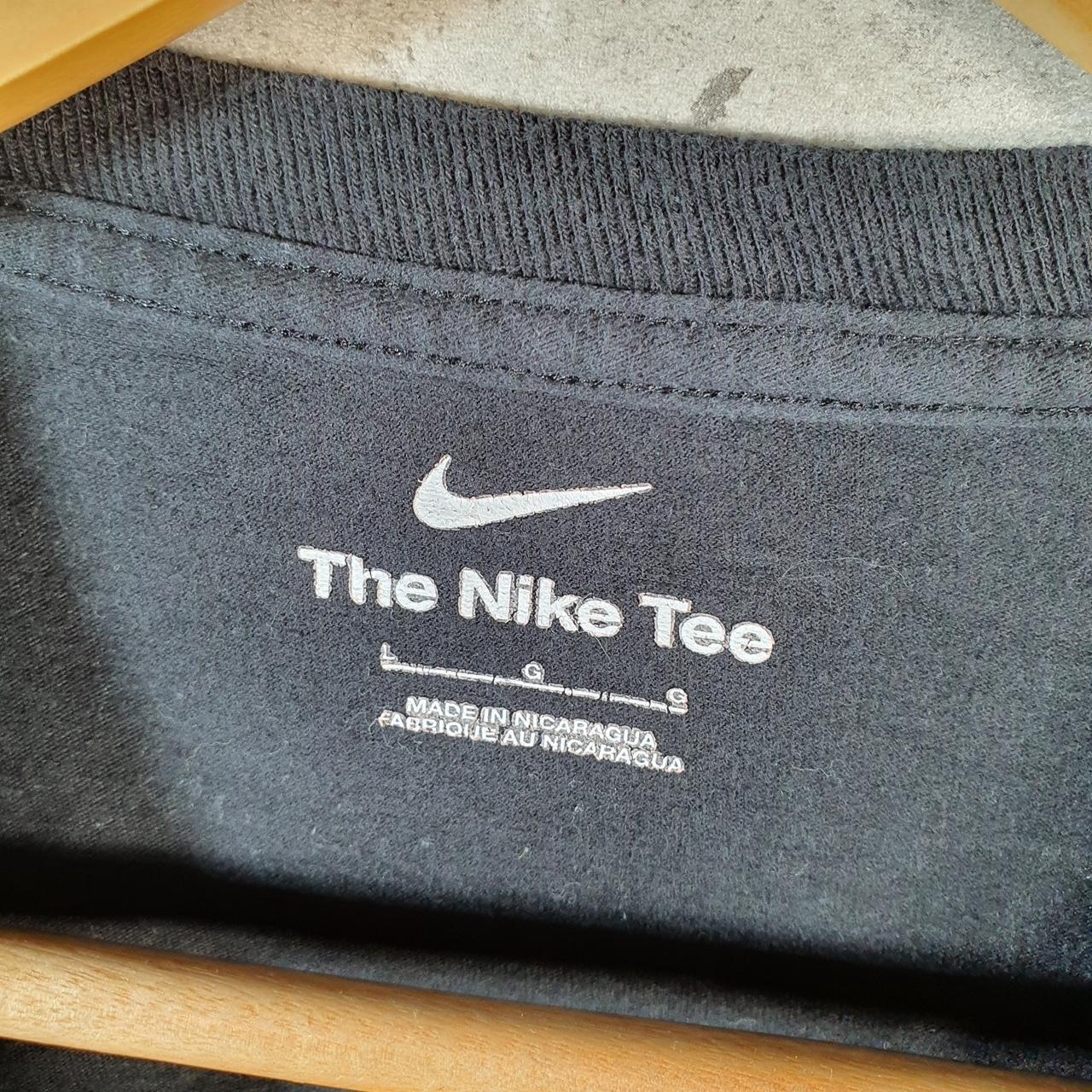 Vintage Nike Spellout T Shirt Womens Large Black Printed Single Swoosh Logo Athletic Big Fish Vintage