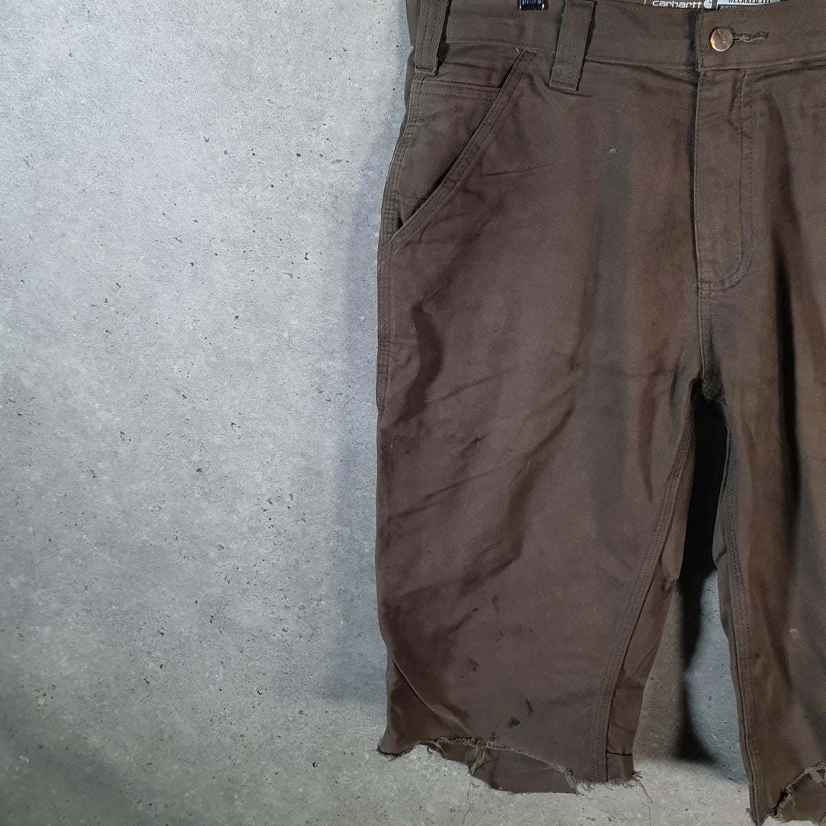 Vintage Carhartt Baggy Carpenter Shorts Jorts Cargo Men’s W32 Brown Relaxed Fit Workwear Big Fish Vintage