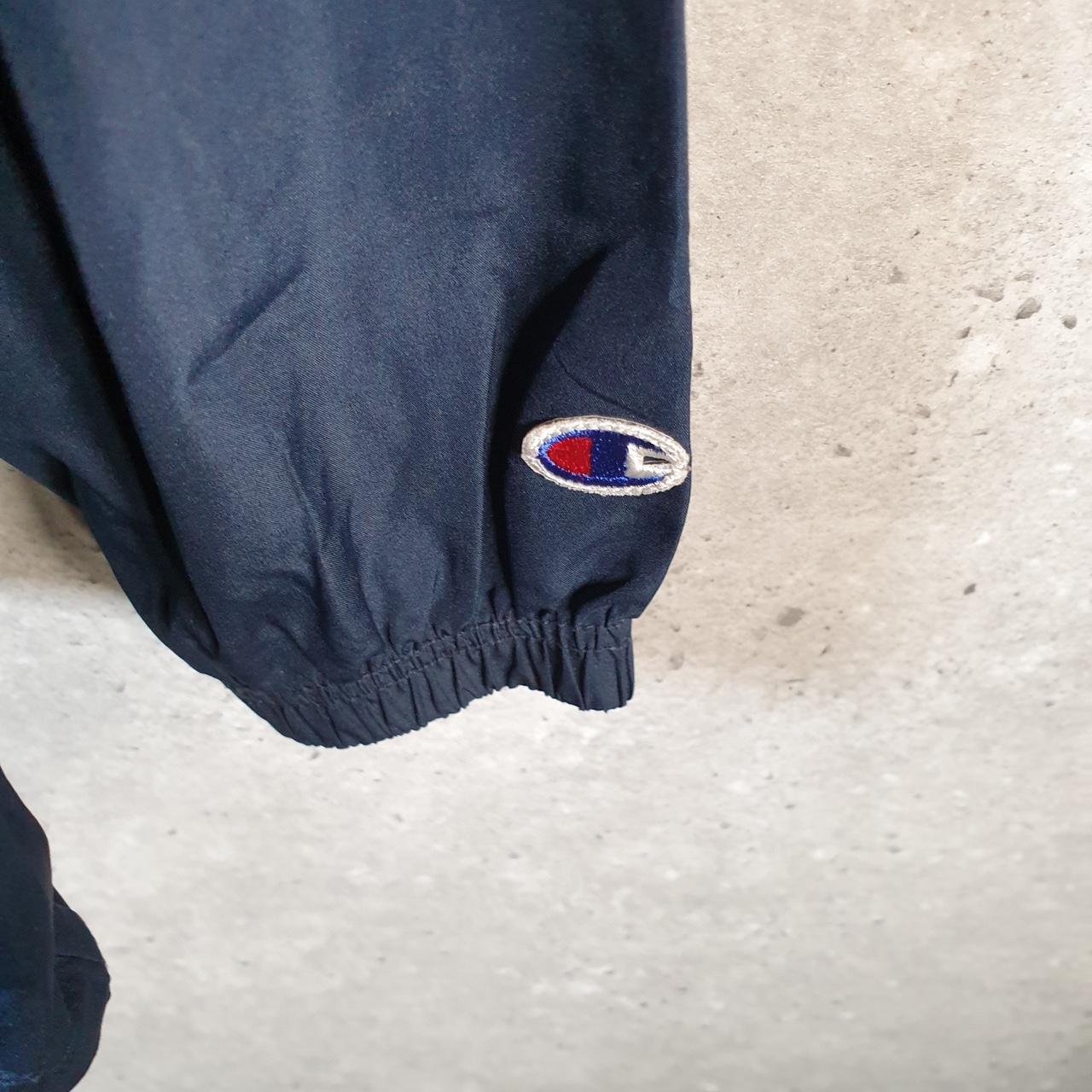 Vintage Champion Windbreaker Mens Medium Navy Blue 1/4 Zip