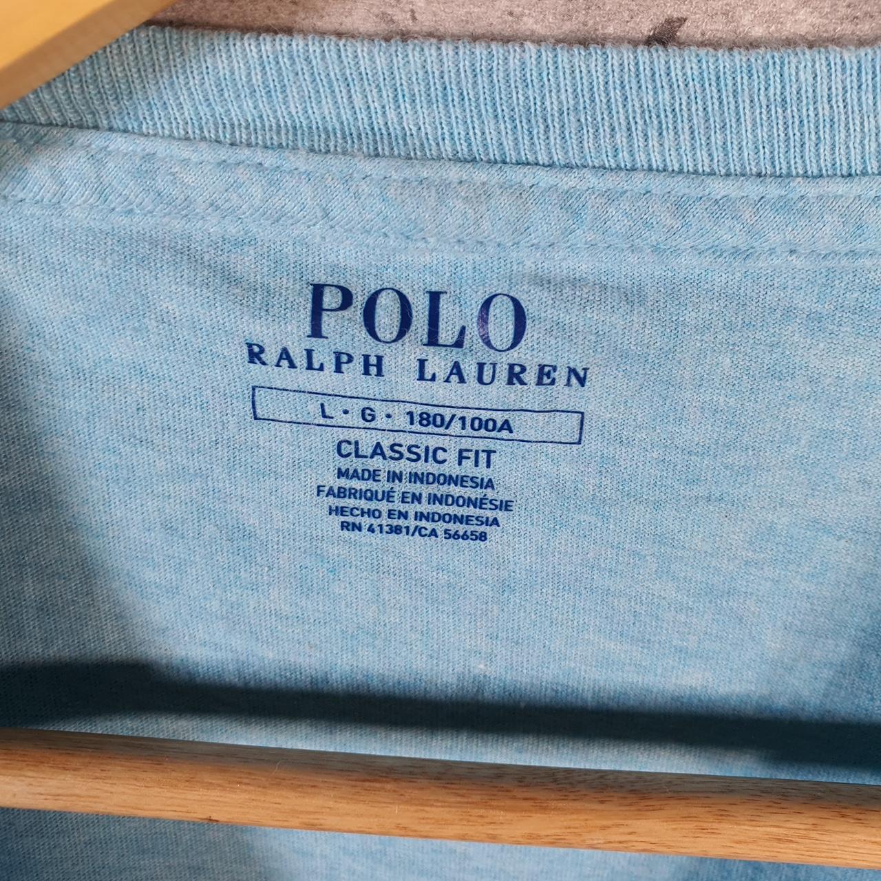 Vintage Ralph Lauren Polo T Shirt Men’s Large Blue Embroidered Pony Classic Fit C9097
