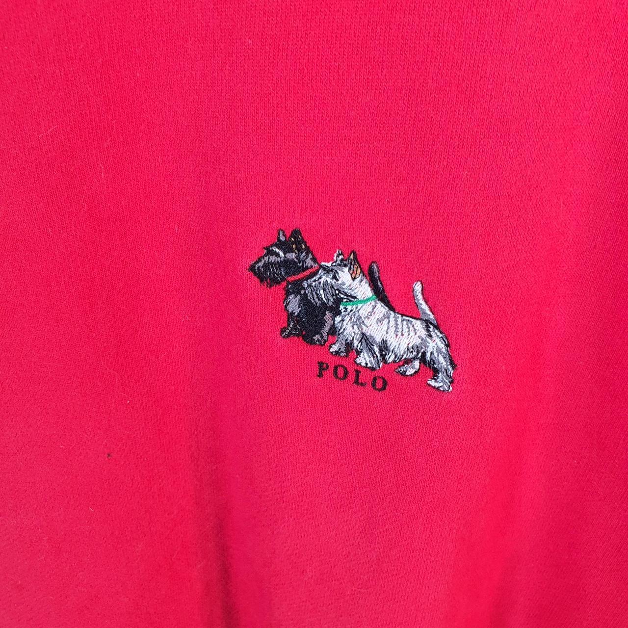 Vintage Ralph Lauren Polo Dog Puppy Sweatshirt Men’s Large Red Boxy Baggy Cotton Pullover Pony