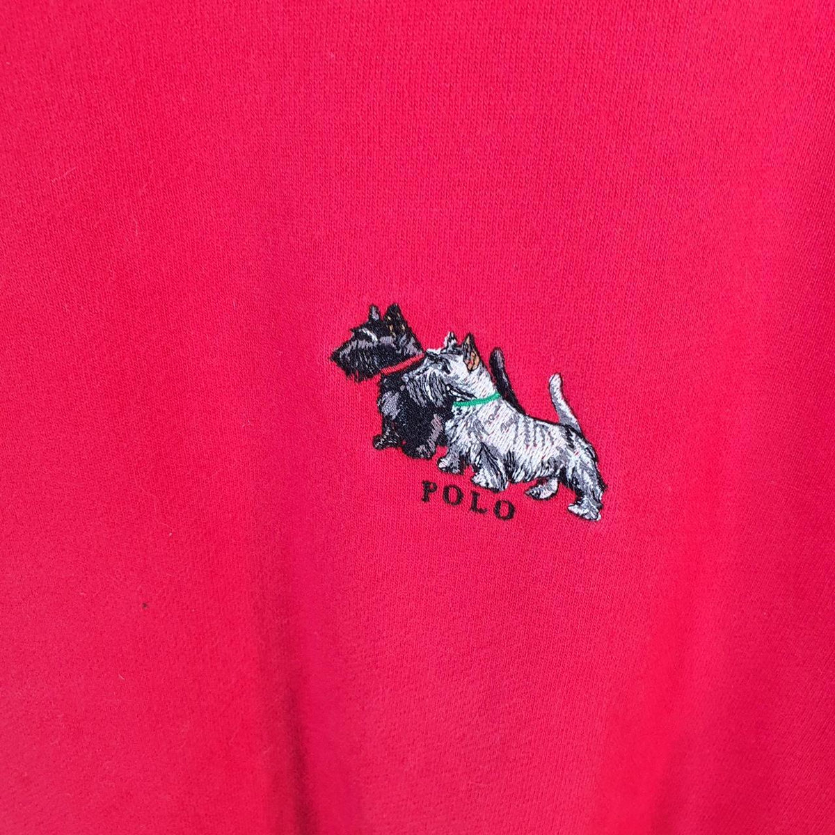 Vintage Ralph Lauren Polo Dog Puppy Sweatshirt Men’s Large Red Boxy Baggy Cotton Pullover Pony