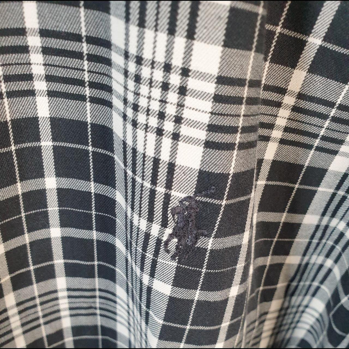 Vintage Ralph Lauren Button Down Shirt Men’s XL Grey Checkered Blake Fit Pony