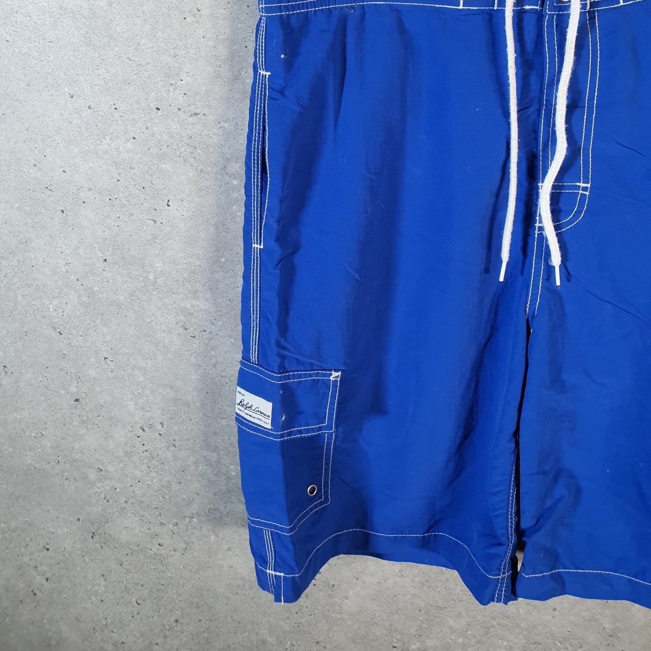 Vintage Ralph Lauren Polo Swim Shorts Cargo Men’s Medium Blue Baggy Cotton Big Fish Vintage