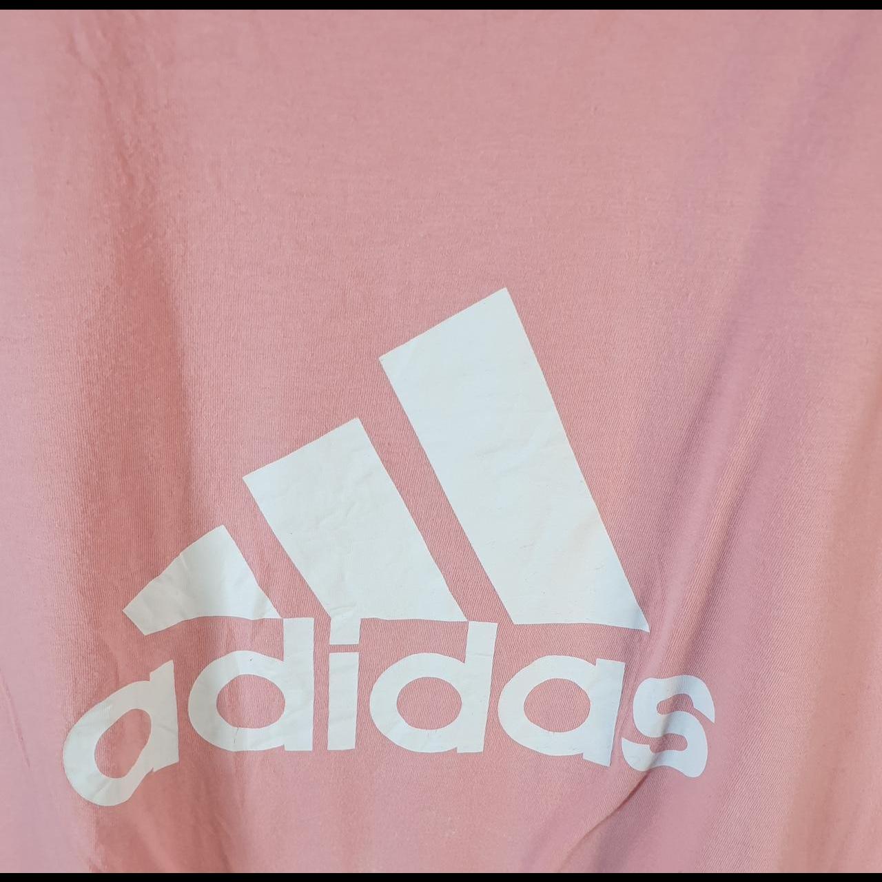 Vintage Adidas Spellout T Shirt Womens XL Pink Three Stripes Logo Athletic