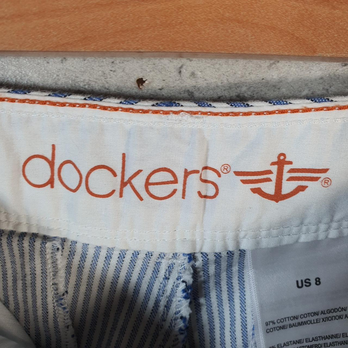 Vintage Dockers Chino Shorts Jorts Cargo Womens W32 Blue Baggy Cotton