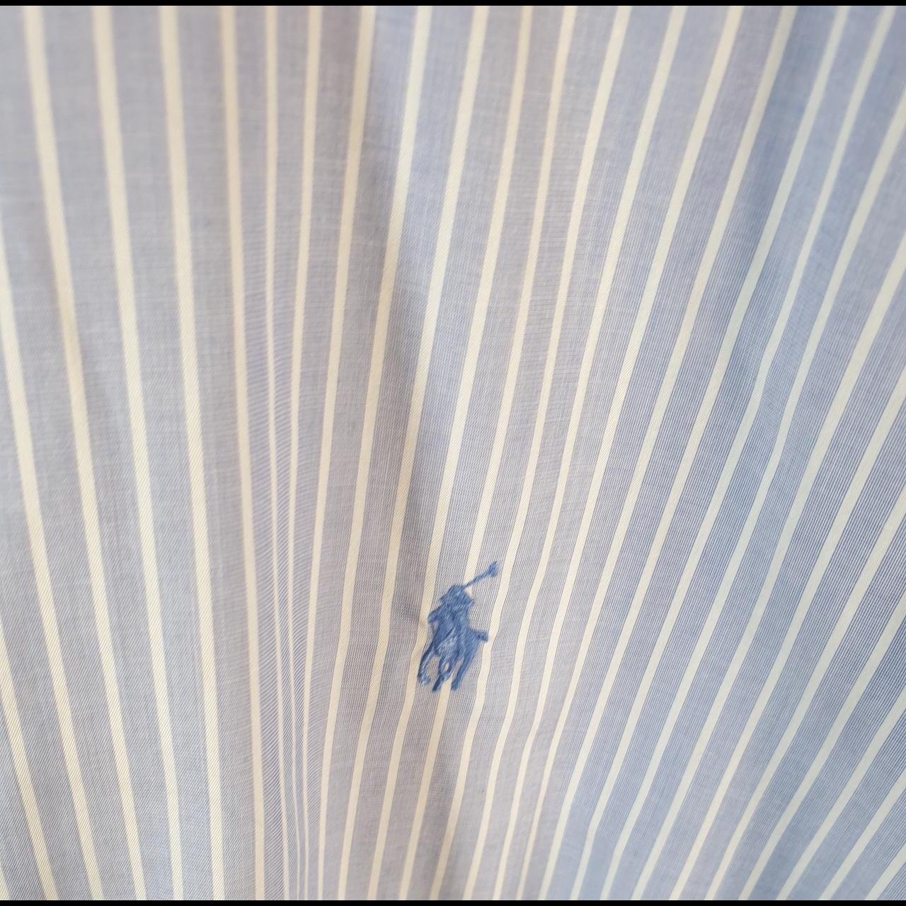 Vintage Ralph Lauren Button Down Shirt Men’s Large Blue Striped Easy Care Pony