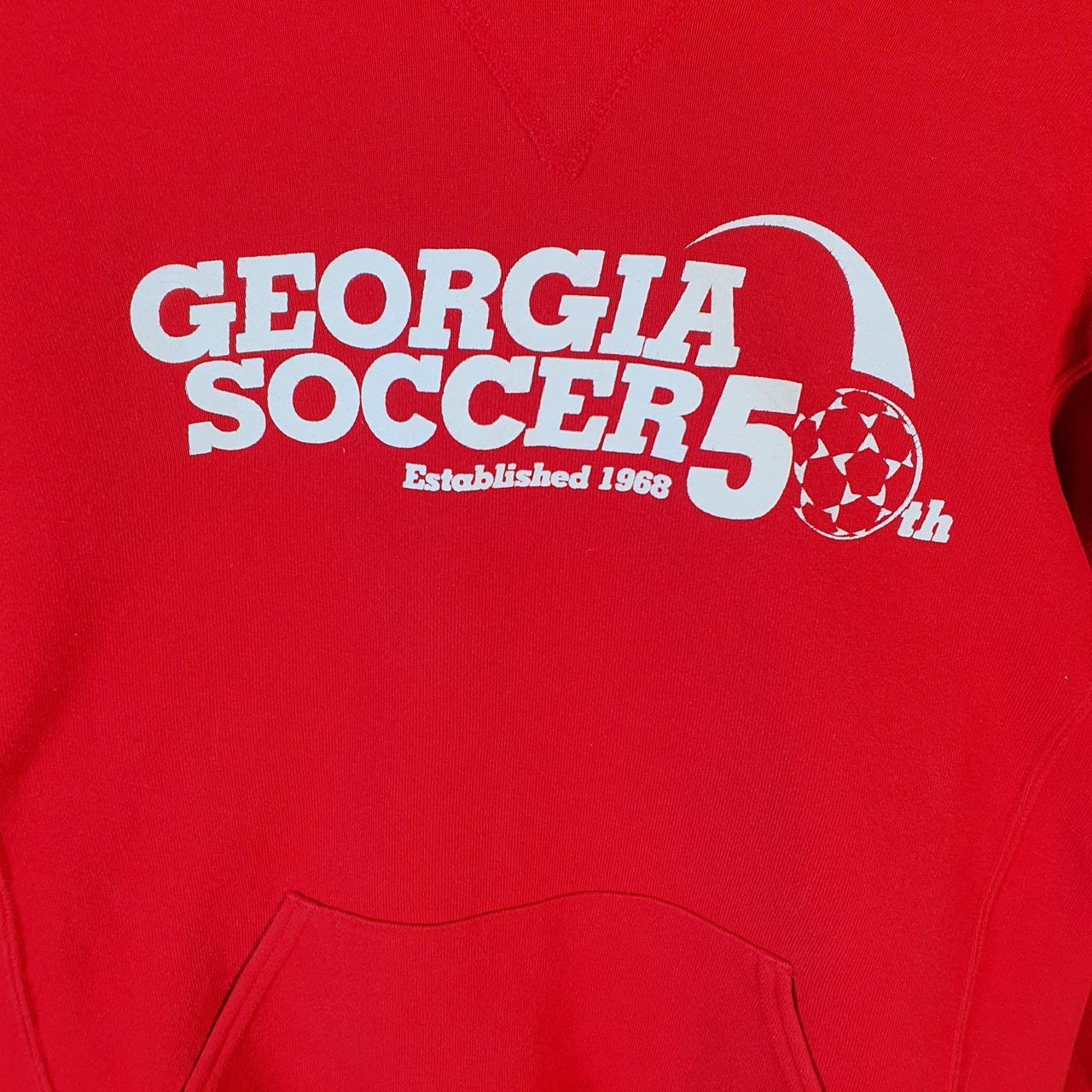 Vintage Russell Athletic Georgia Soccer Hoodie Men’s Small Red Pullover Baggy