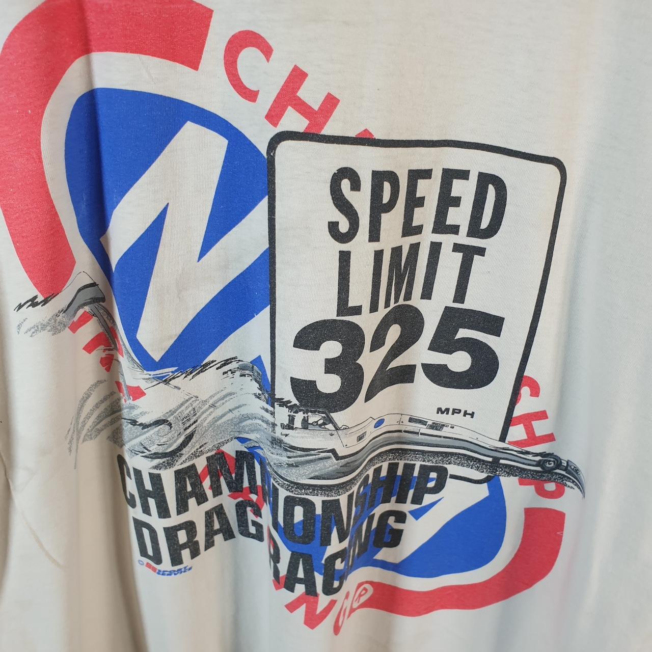 Vintage Drag Racing Car Graphic 90s USA Single Stitch T Shirt Men’s 2XL White