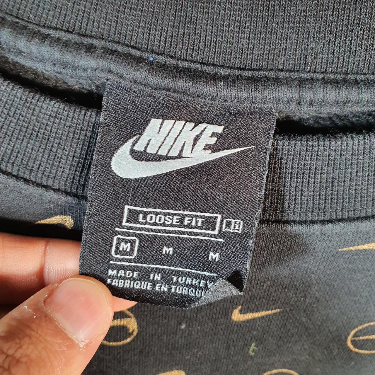 Vintage Nike All Over Cropped Sweatshirt Womens M Black Swoosh Y2K Pullover Logo