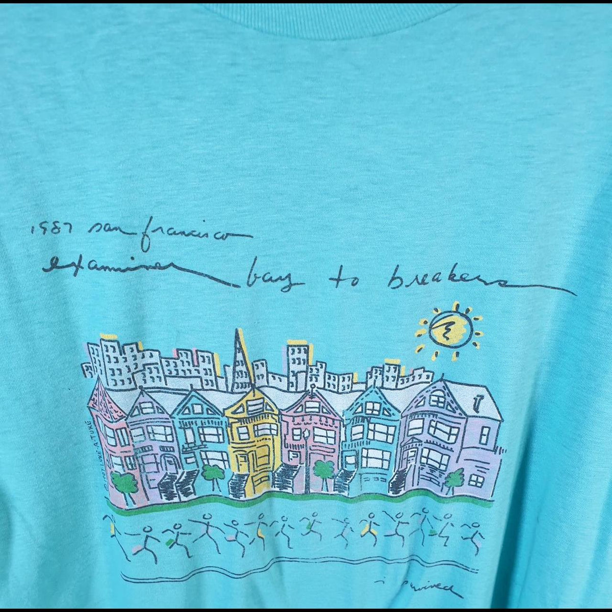 Vintage 1987 Bay To Breakers Race San Francisco Single Stitch T Shirt Men’s Medium Blue