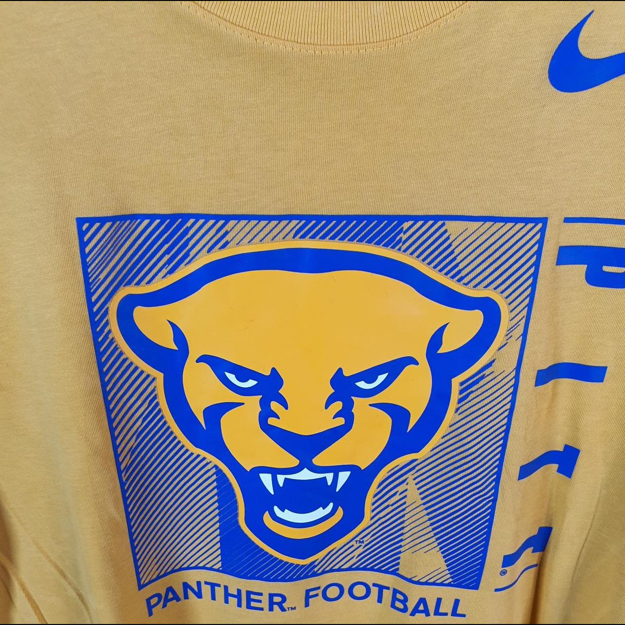 Vintage Nike Dri Fit Panther Pitt Football T Shirt Men’s Small Yellow Spellout Swoosh Athletic