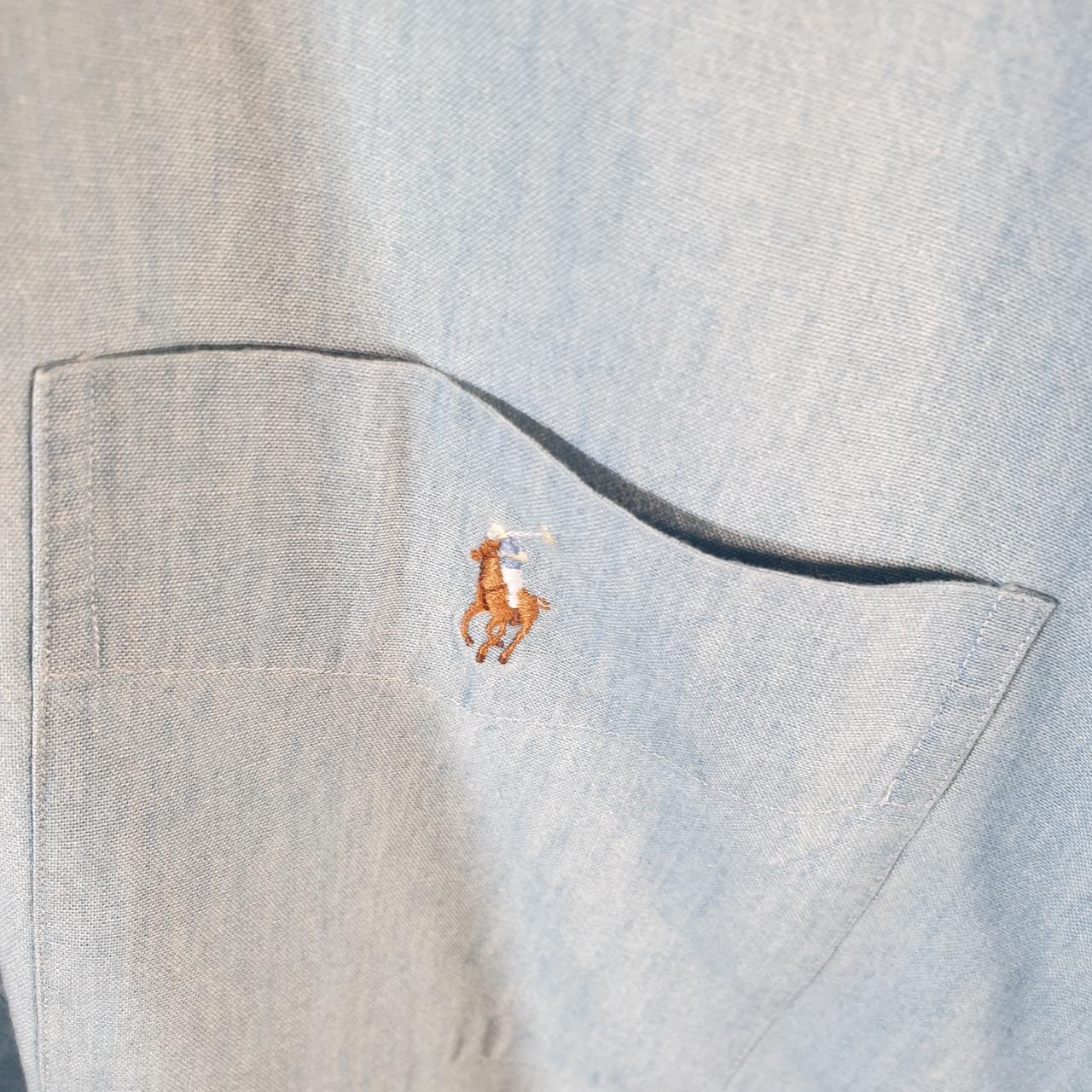 Vintage Ralph Lauren Button Down Shirt Men’s Small Blue Big Shirt Short Sleeve Pony