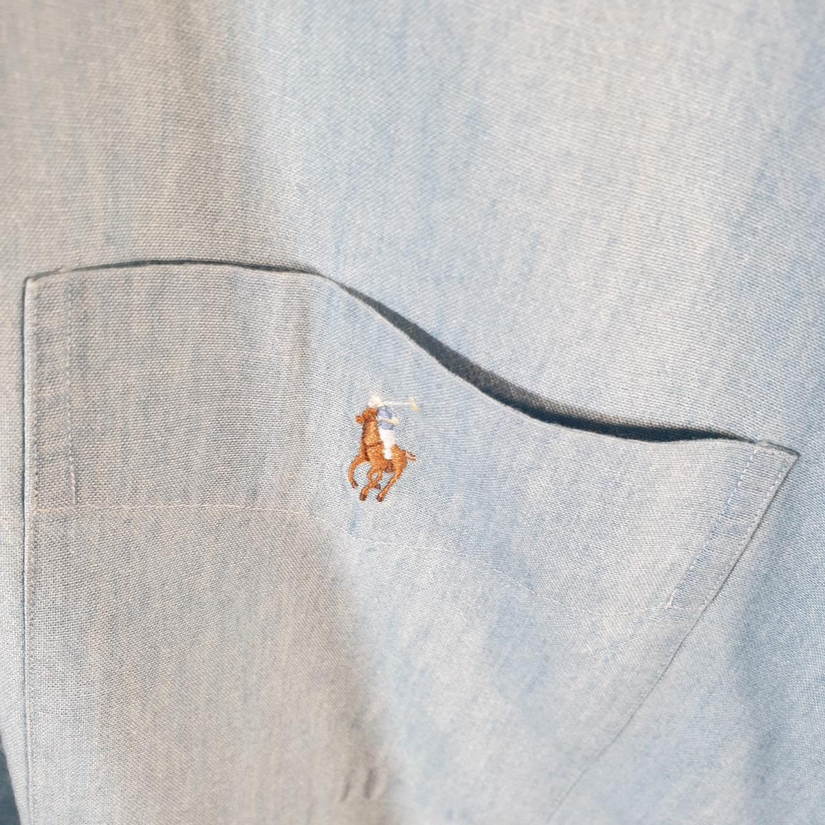 Vintage Ralph Lauren Button Down Shirt Men’s Small Blue Big Shirt Short Sleeve Pony
