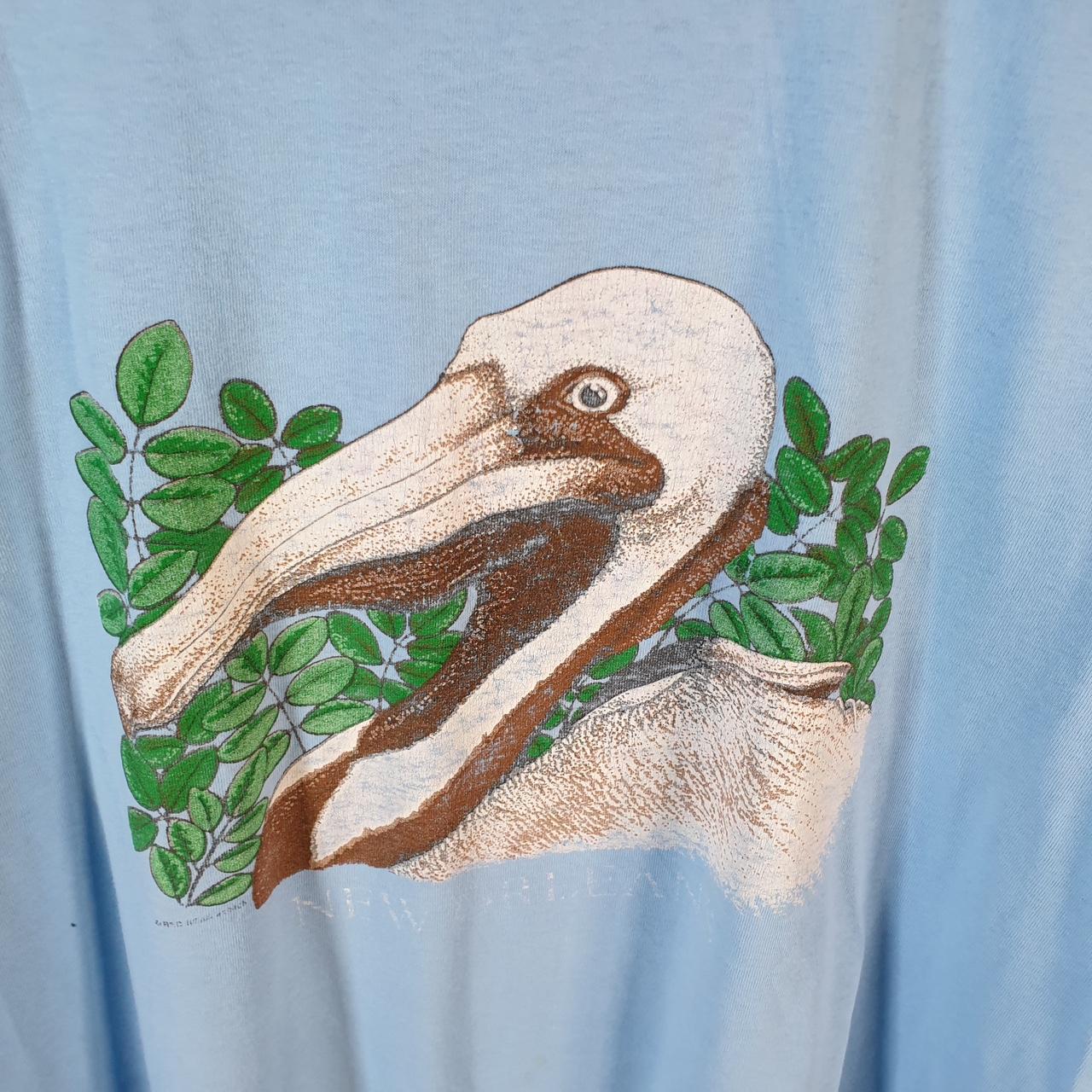 Vintage Bird Flamingo Swan Graphic 90s USA Single Stitch T Shirt Men’s Medium Blue