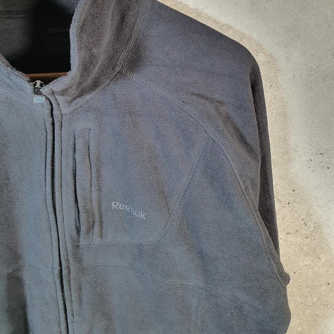 Reebok Full Zip Fleece Sweatshirt Mens Medium Black Embroidered Logo