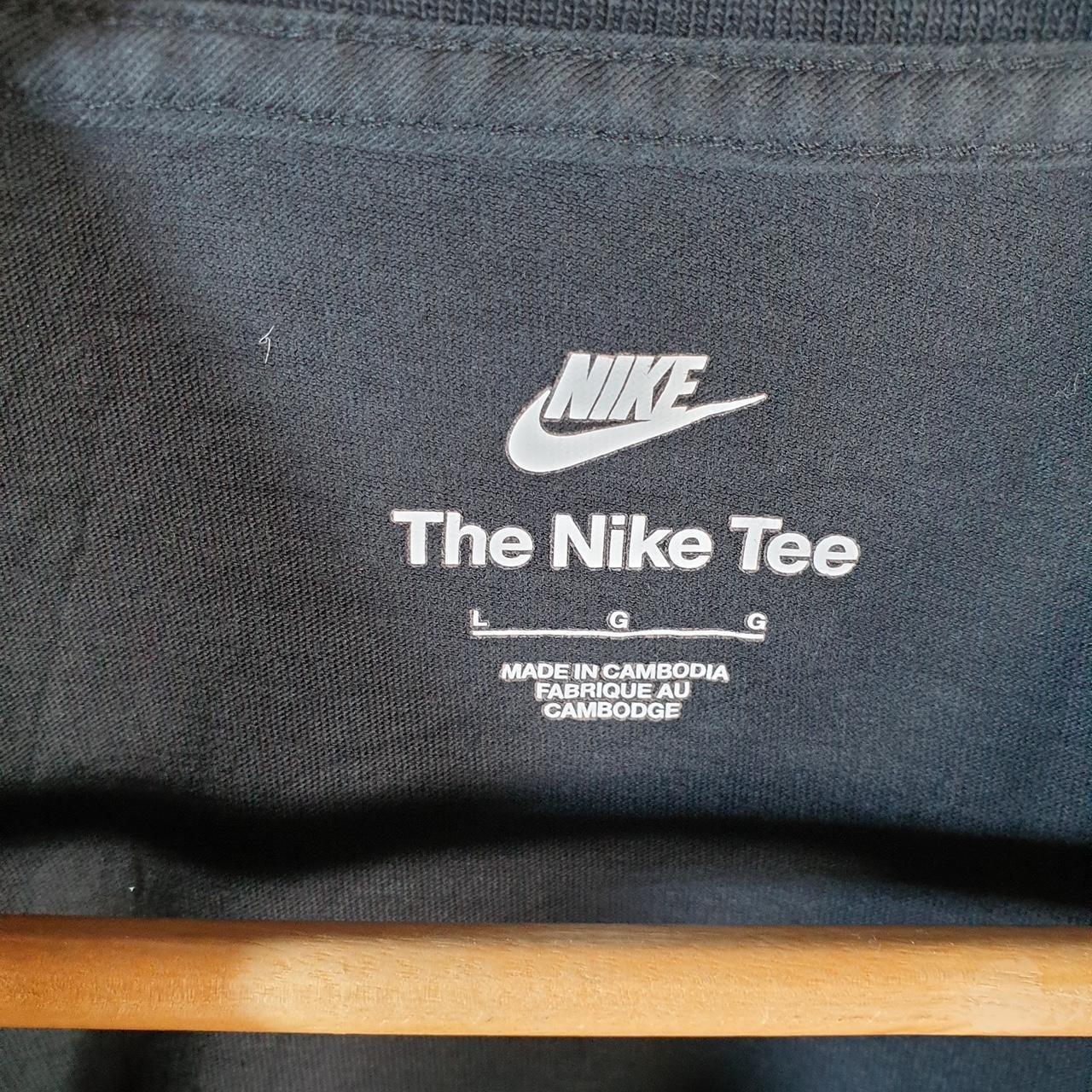 Vintage Nike T Shirt Men’s Large Black Printed Single Swoosh Logo Athletic C8281