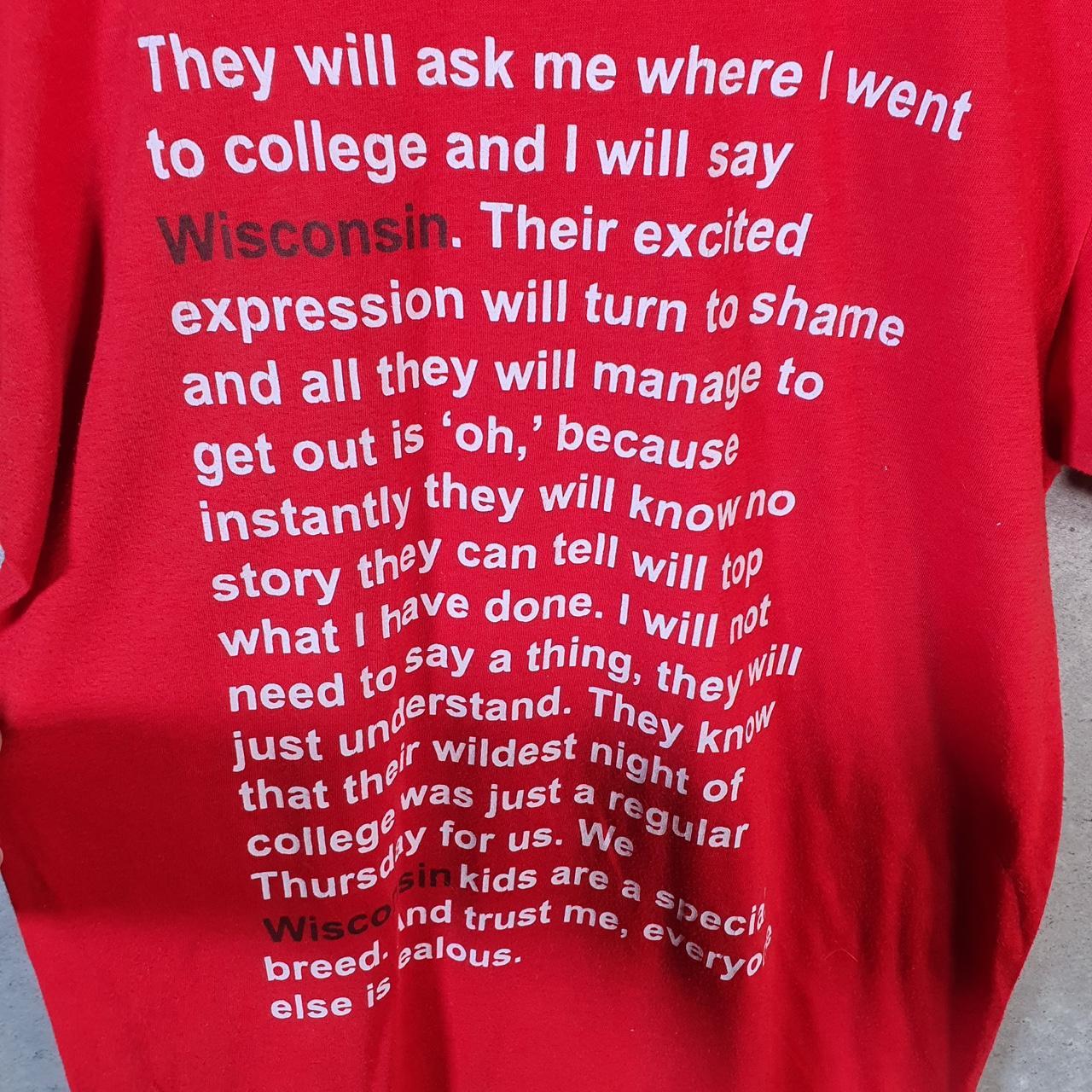 Vintage Sconnie Wisconsin 90s USA Single Stitch T Shirt Men’s Small Red