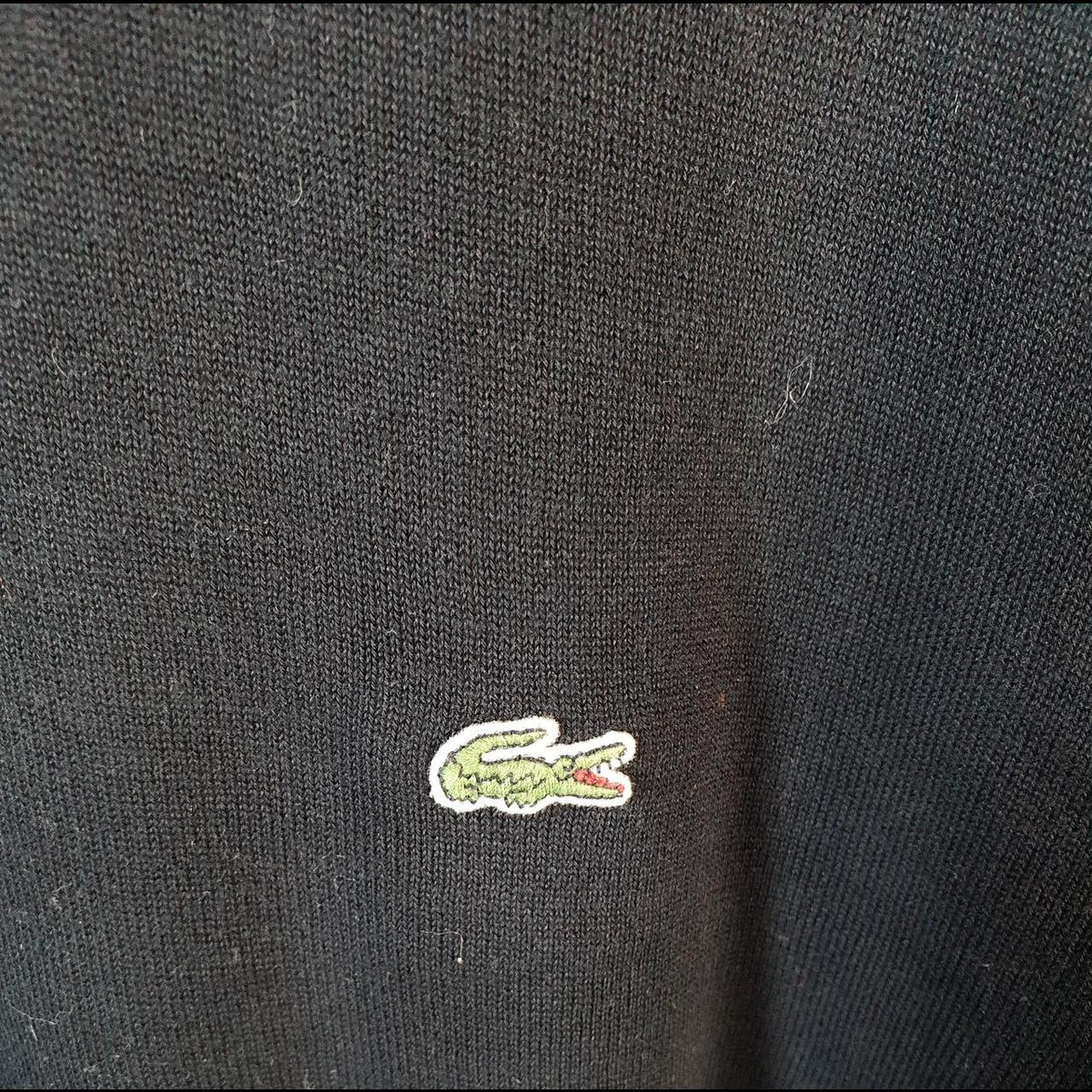 Vintage Lacoste Sweatshirt Men’s Large Black Pullover Logo Y2K Jumper Logo