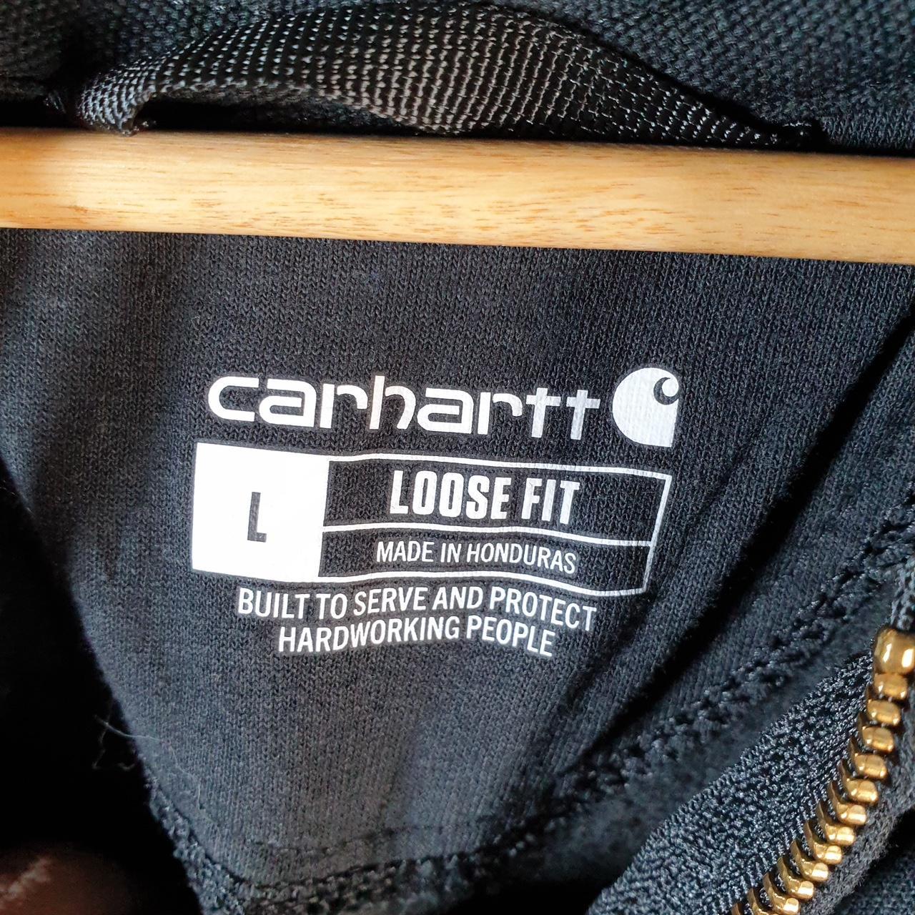 Vintage Carhartt Hoodie Men’s Large Black Full Zip Blank USA Loose Fit