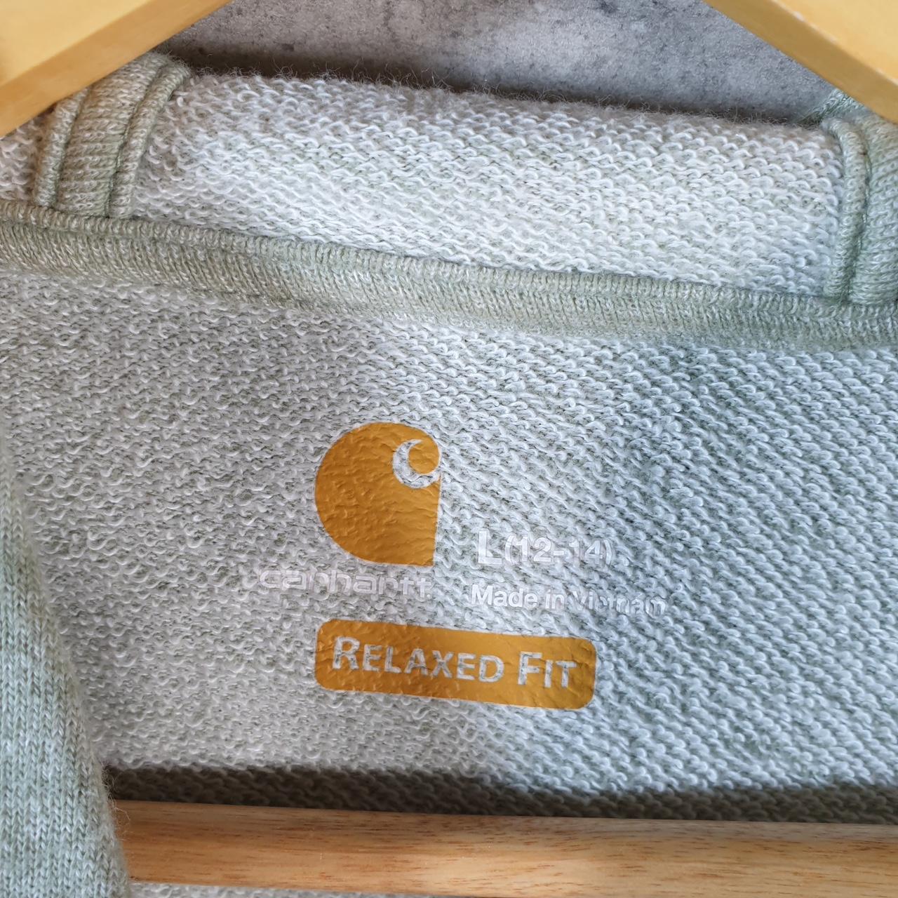 Vintage Carhartt Hoodie Womens Large Green Pullover Blank USA Relaxed Fit