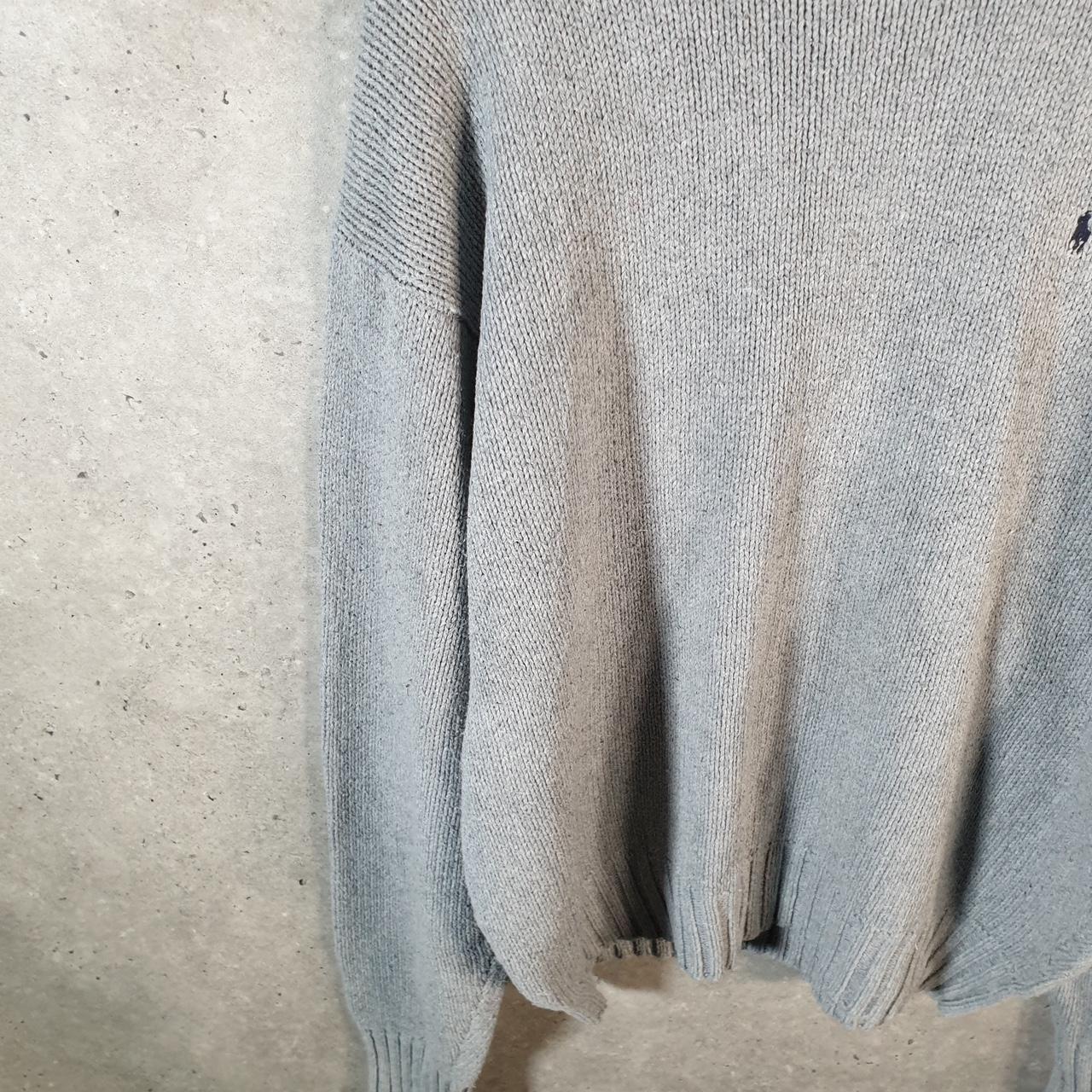 Vintage Ralph Lauren Polo Knit Sweatshirt Men’s 2XL Grey Cotton Pullover Pony