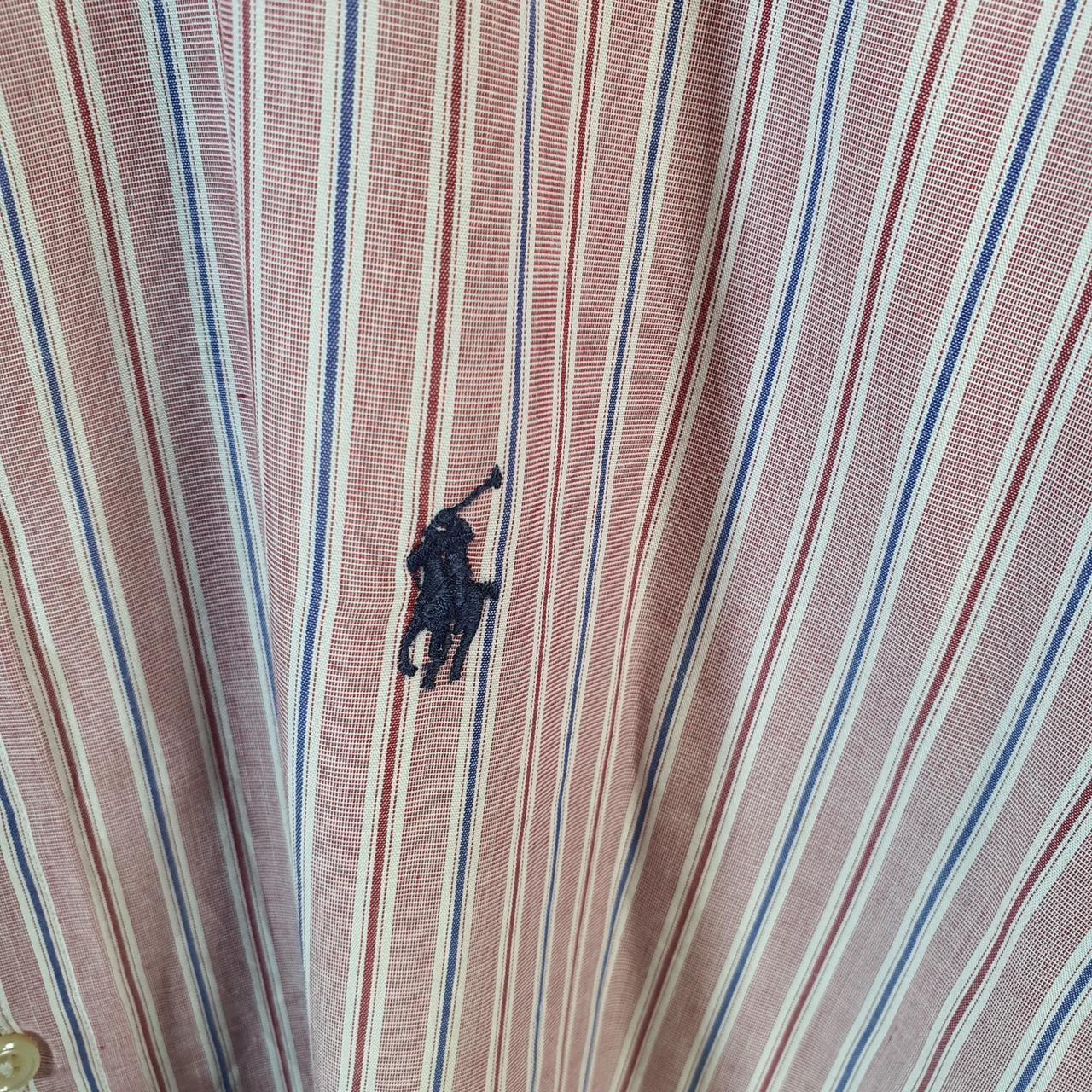 Vintage Ralph Lauren Button Down Shirt Men’s Large Pink Striped Andrew Fit Pony Big Fish Vintage