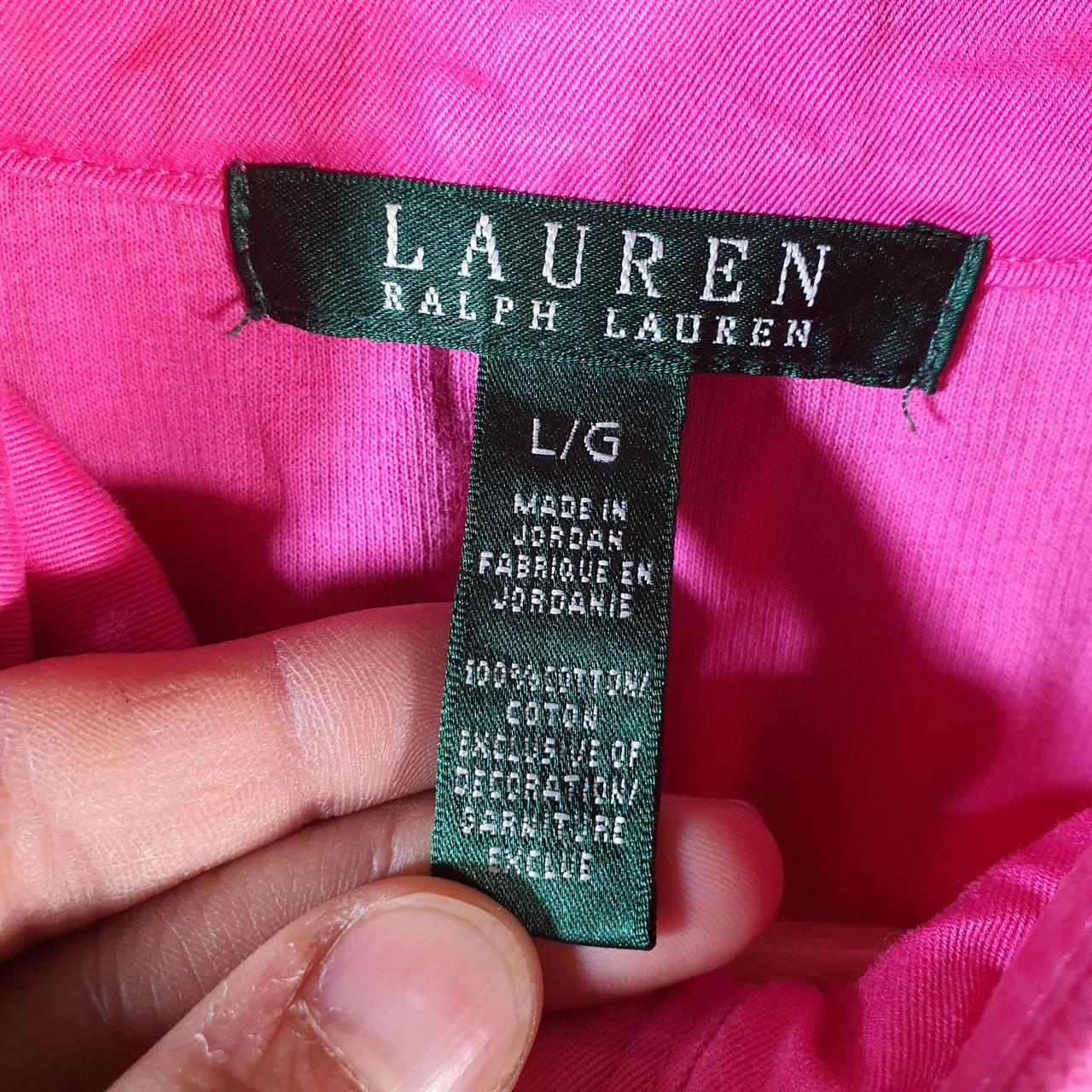 Vintage Ralph Lauren Polo Knit Sweater Womens Large Pink 4 Button Cotton Pullover