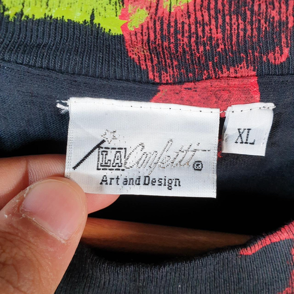 Vintage La Confetti Flowers Floral 90s Single Stitch T Shirt Men’s Medium Black