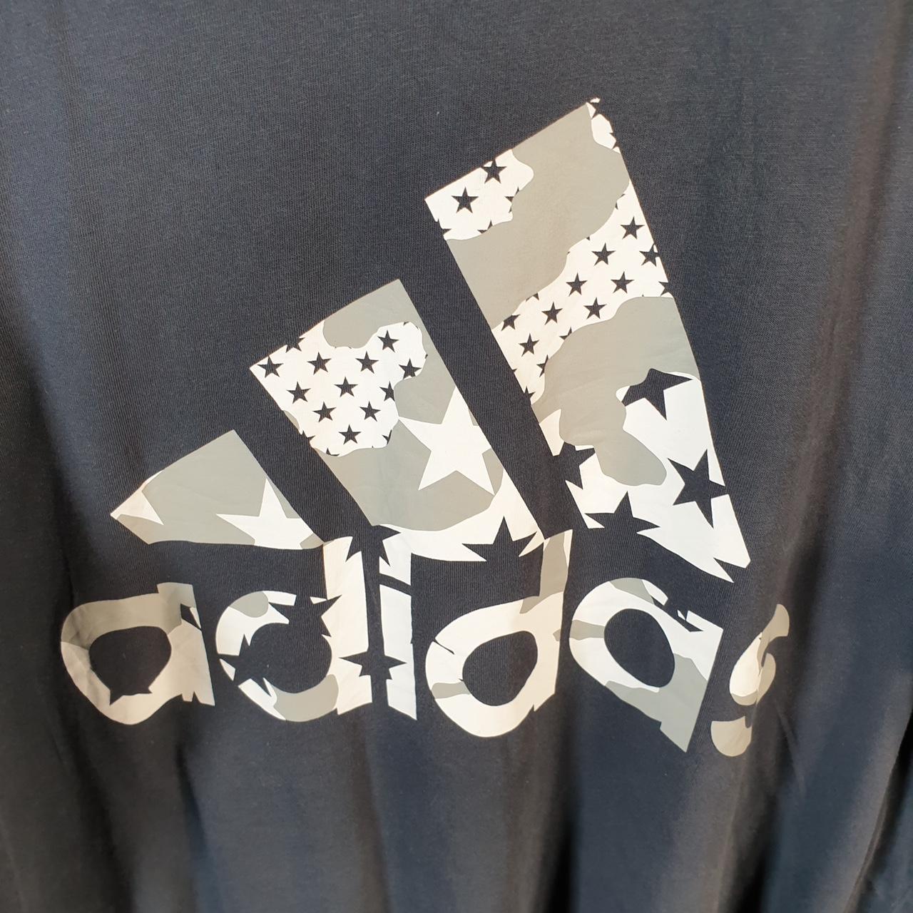 Vintage Adidas Spellout T Shirt Men’s Large Blue Three Stripes Logo Athletic