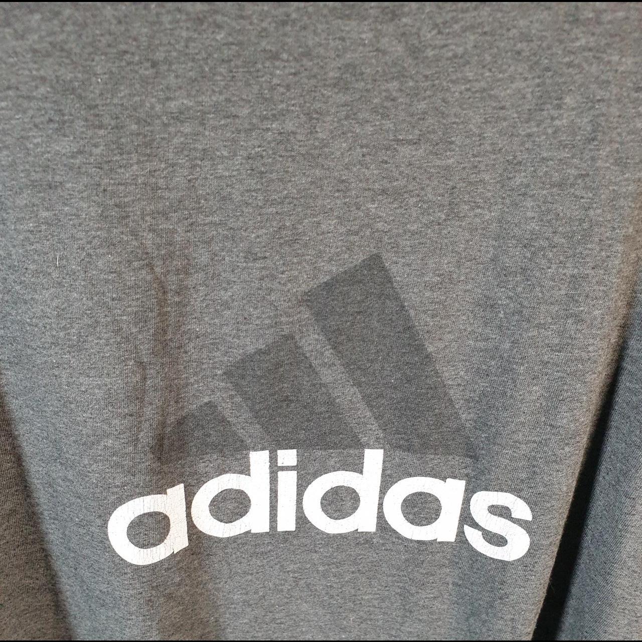 Vintage Adidas Spellout T Shirt Men’s 2XL Grey Three Stripes Logo Athletic