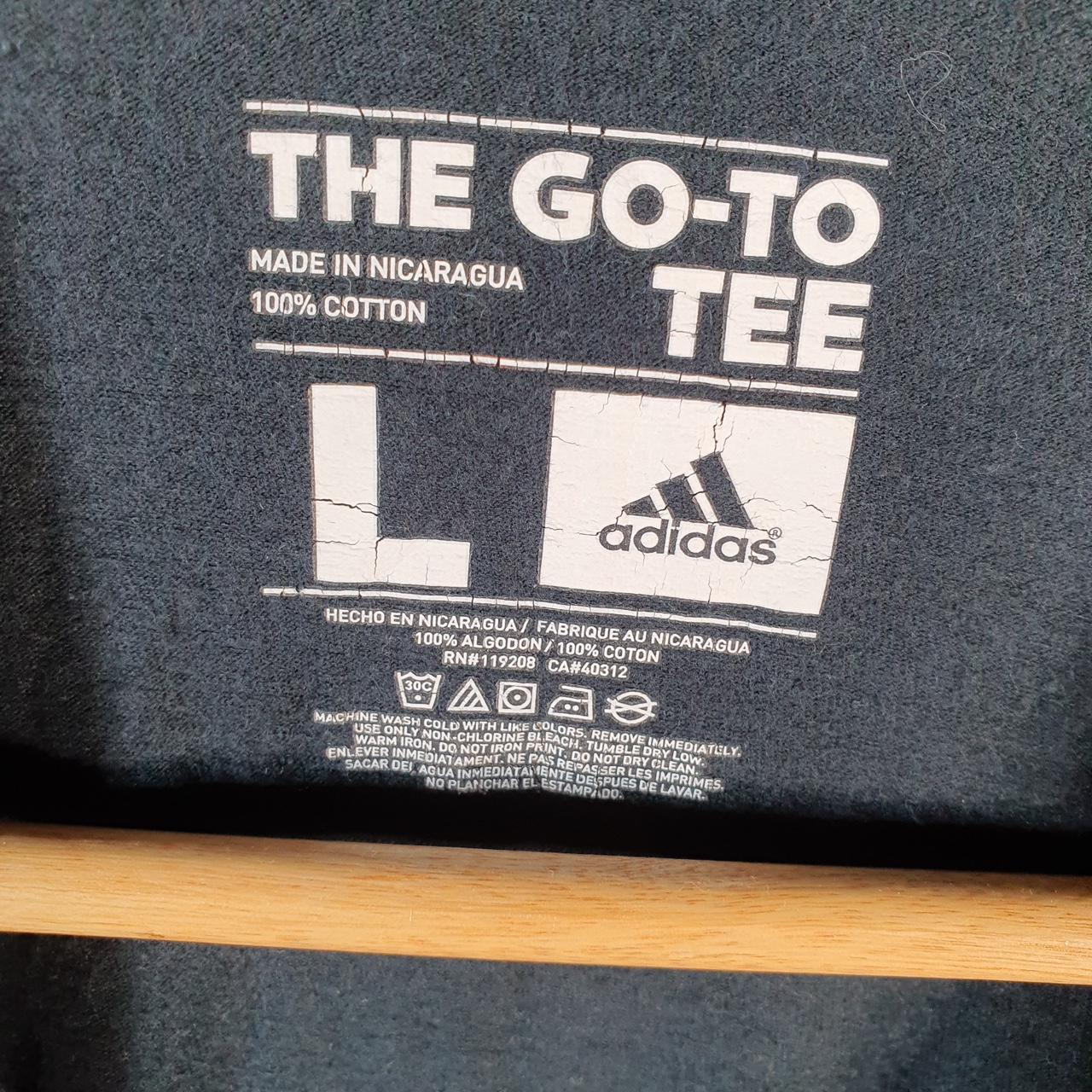 Vintage Adidas Go Tee Spellout T Shirt Shirt Men’s Large Black Three Stripes Logo Athletic C9842