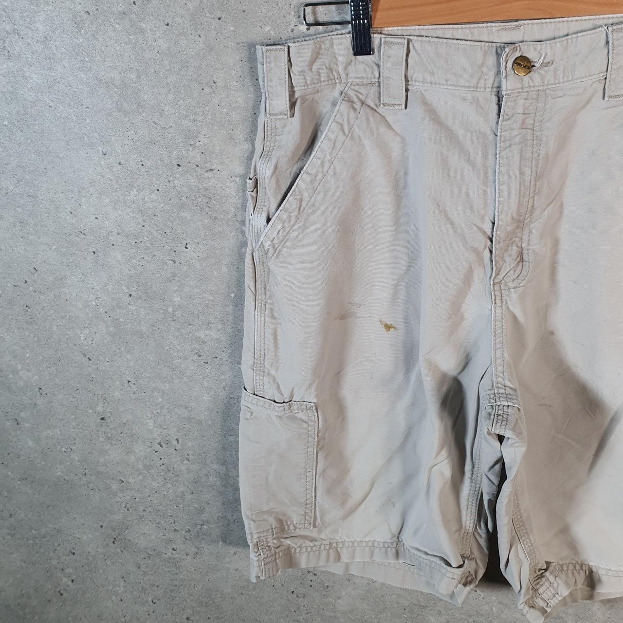 Vintage Carhartt Baggy Carpenter Shorts Jorts Cargo Men’s W34 Beige Original Fit Workwear Big Fish Vintage