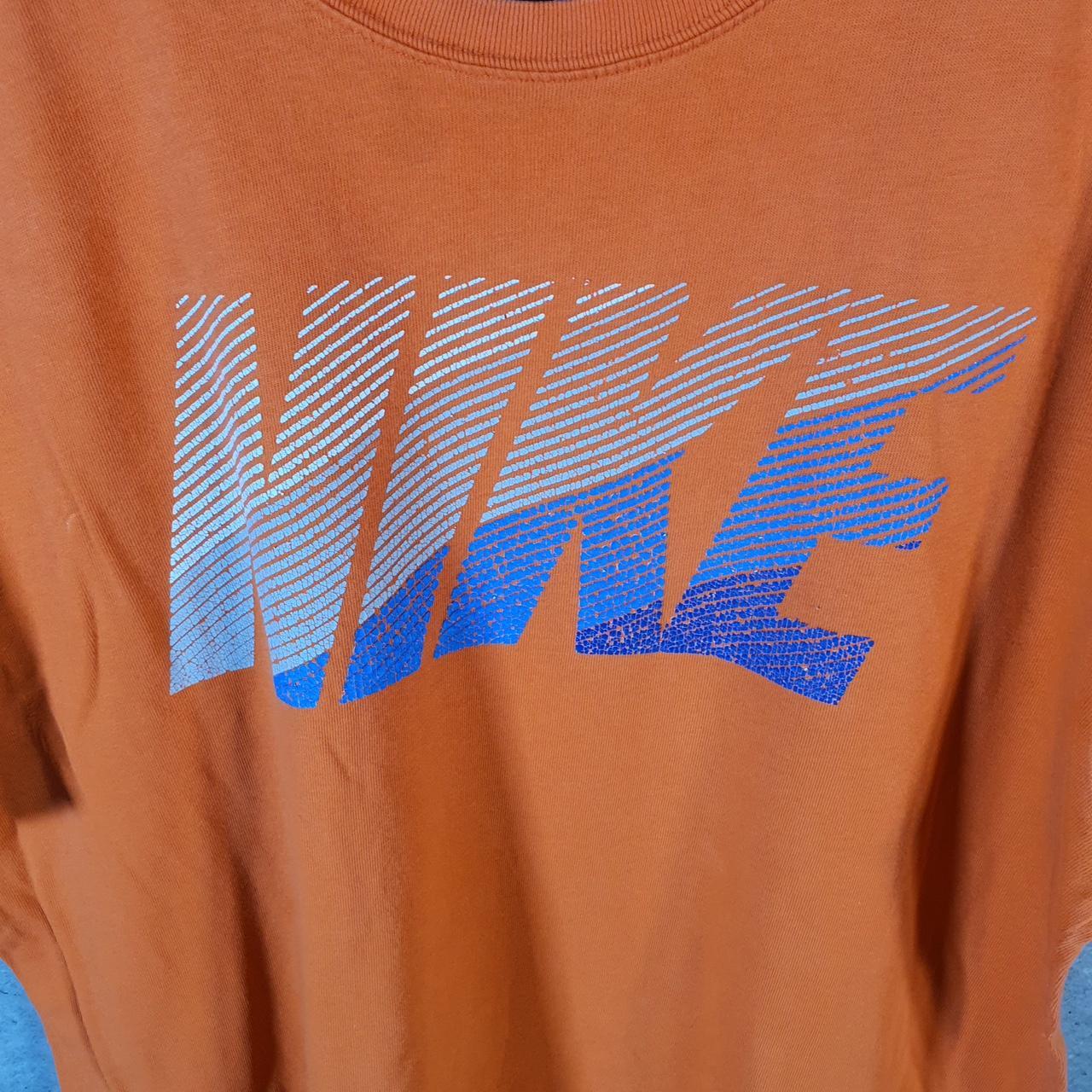 Vintage Nike Club Spellout T Shirt Men’s Large Orange Logo Swoosh Athletic