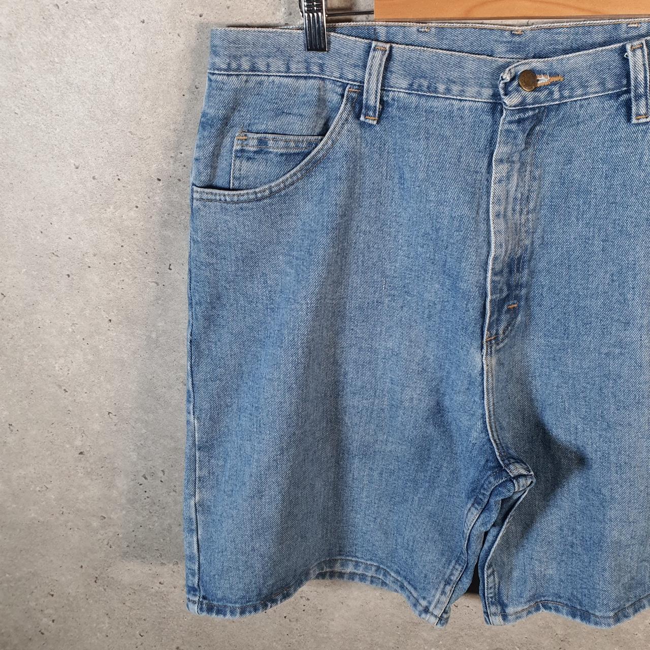 Vintage Wrangler Denim Shorts Jorts Cargo Men’s W38 Relaxed Blue Baggy Cotton