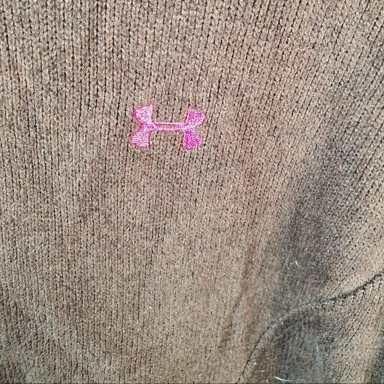 Vintage Under Armour Full Zip Fleece Hoodie Womens Large Brown Cold Gear Logo