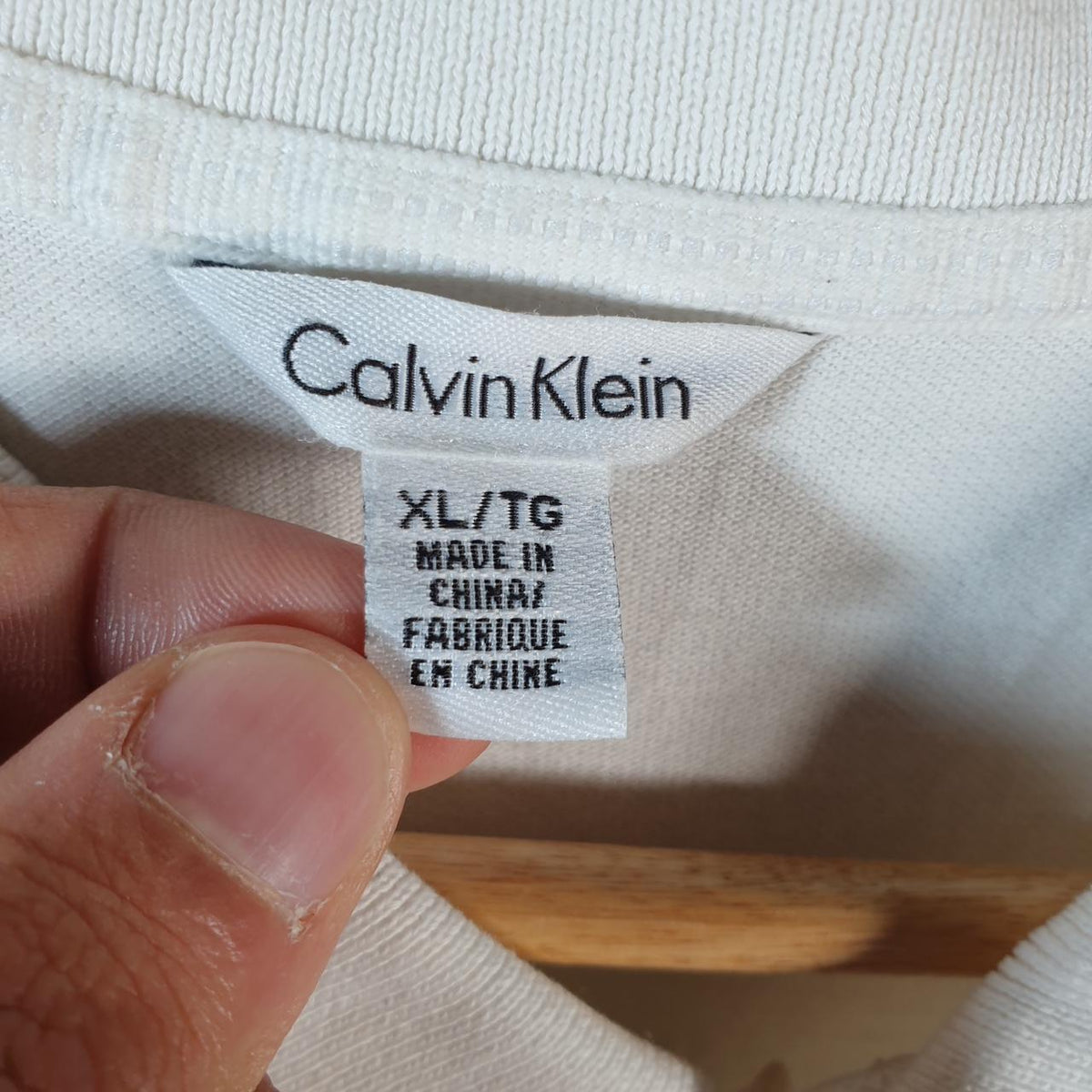 Vintage Calvin Klein Spellout Polo Shirt Men’s XL White Striped Casual Sports