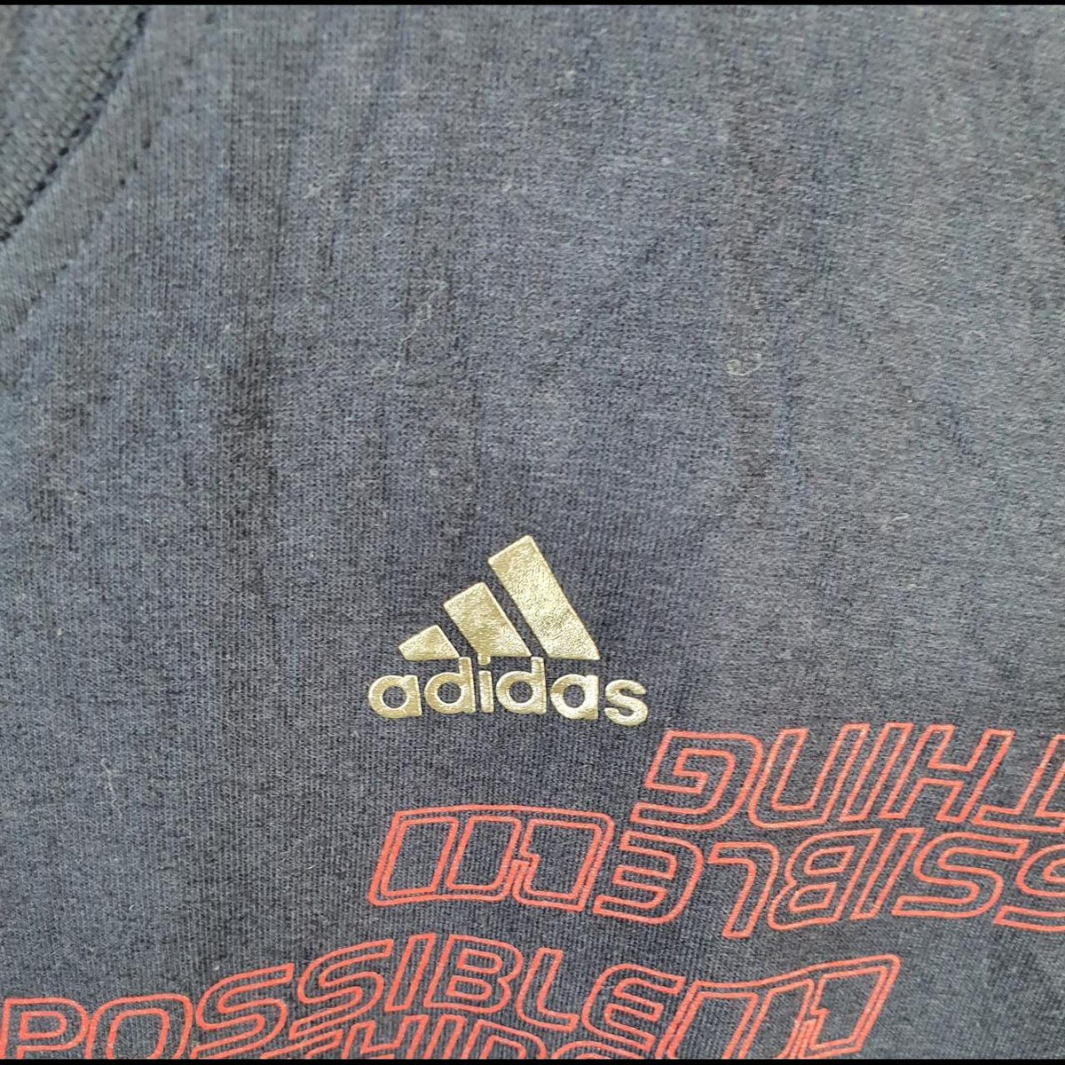 Vintage Adidas Impossible Is Nothing T Shirt Men’s Large Navy Blue Three Stripes Logo