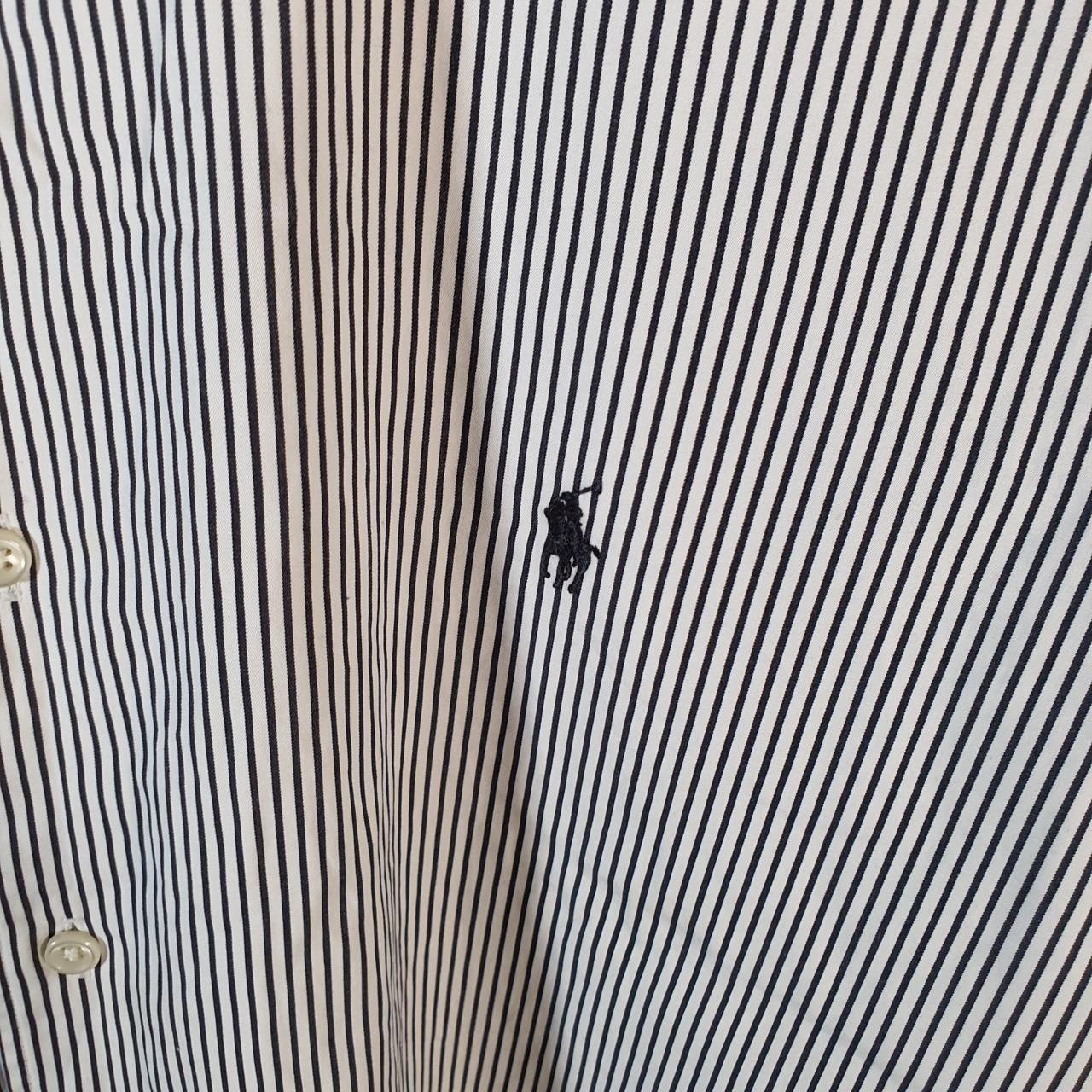 Vintage Ralph Lauren Button Down Shirt Men’s 2XL Grey Striped Bradford Classic Fit Pony