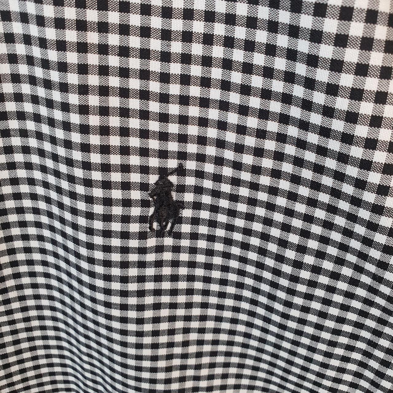 Vintage Ralph Lauren Button Down Shirt Men’s Medium Grey Checkered Slim Fit Pony Casual C8490