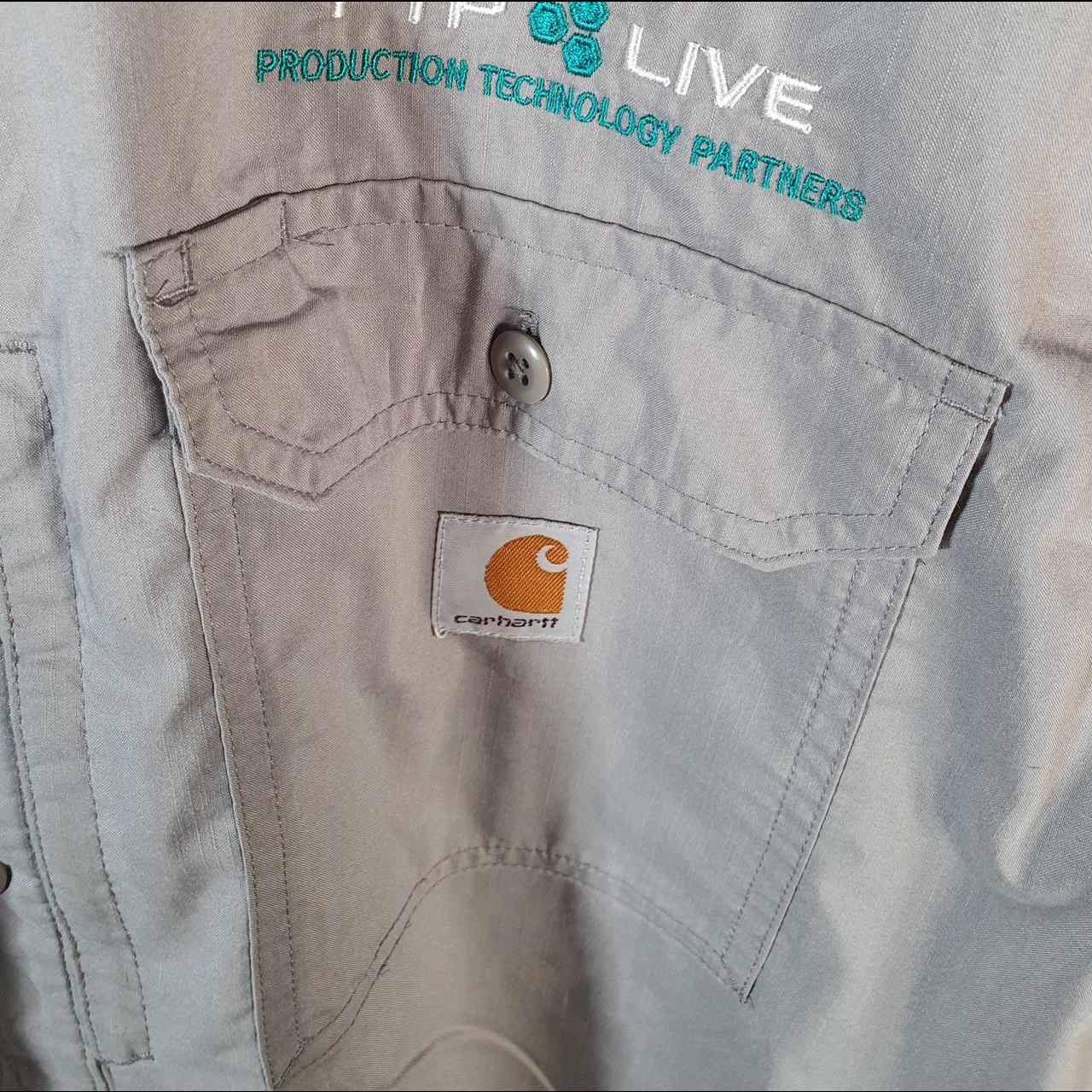 Vintage Carhartt Shirt Button Down Mens XL Grey Short Sleeve Utility Relaxed Fit
