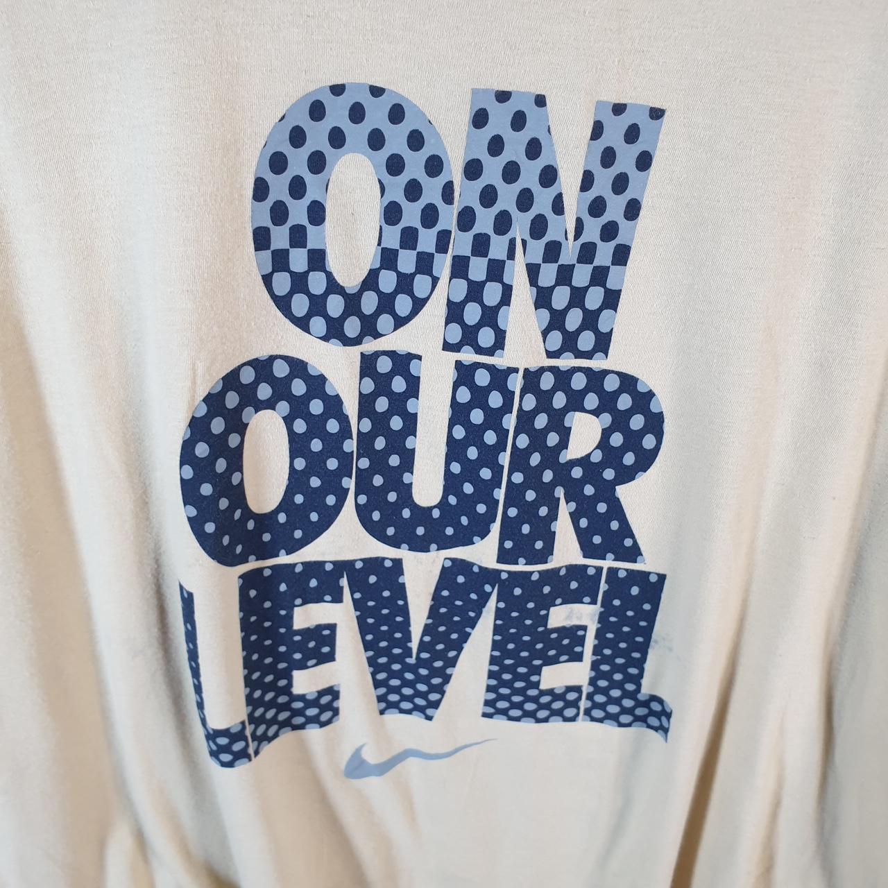 Vintage Nike On Our Level Spellout T Shirt Men’s 2XL Brown Swoosh Logo