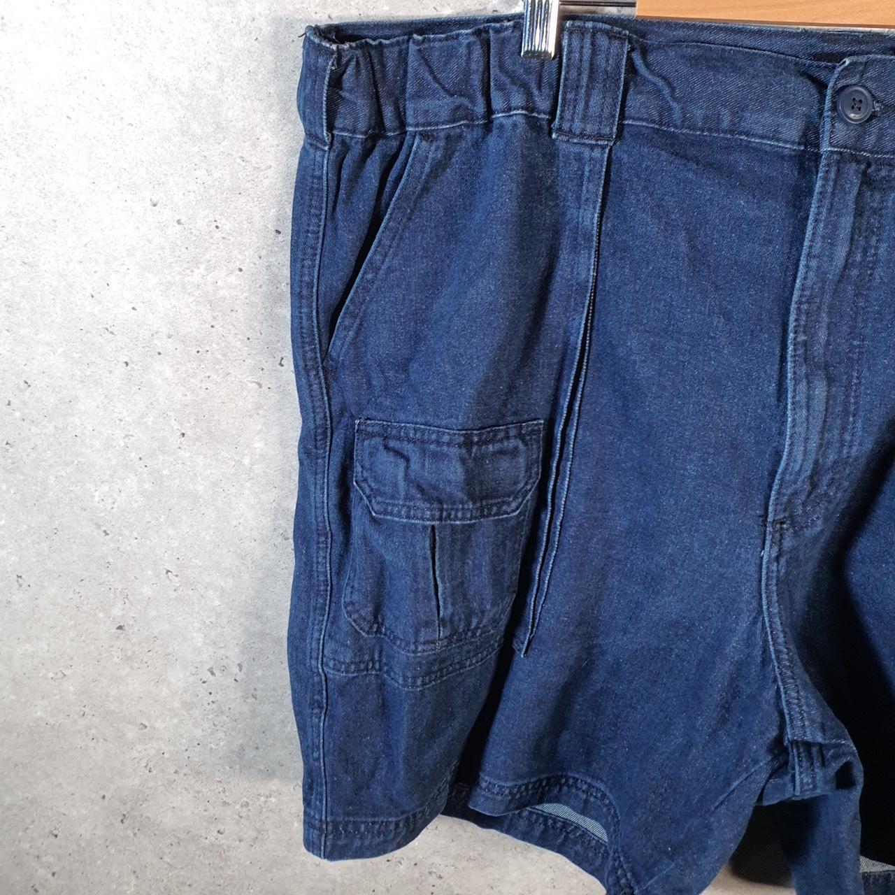 Vintage Lee Baggy Shorts Jorts Cargo Womens W42 Blue Denim Relaxed Cargo