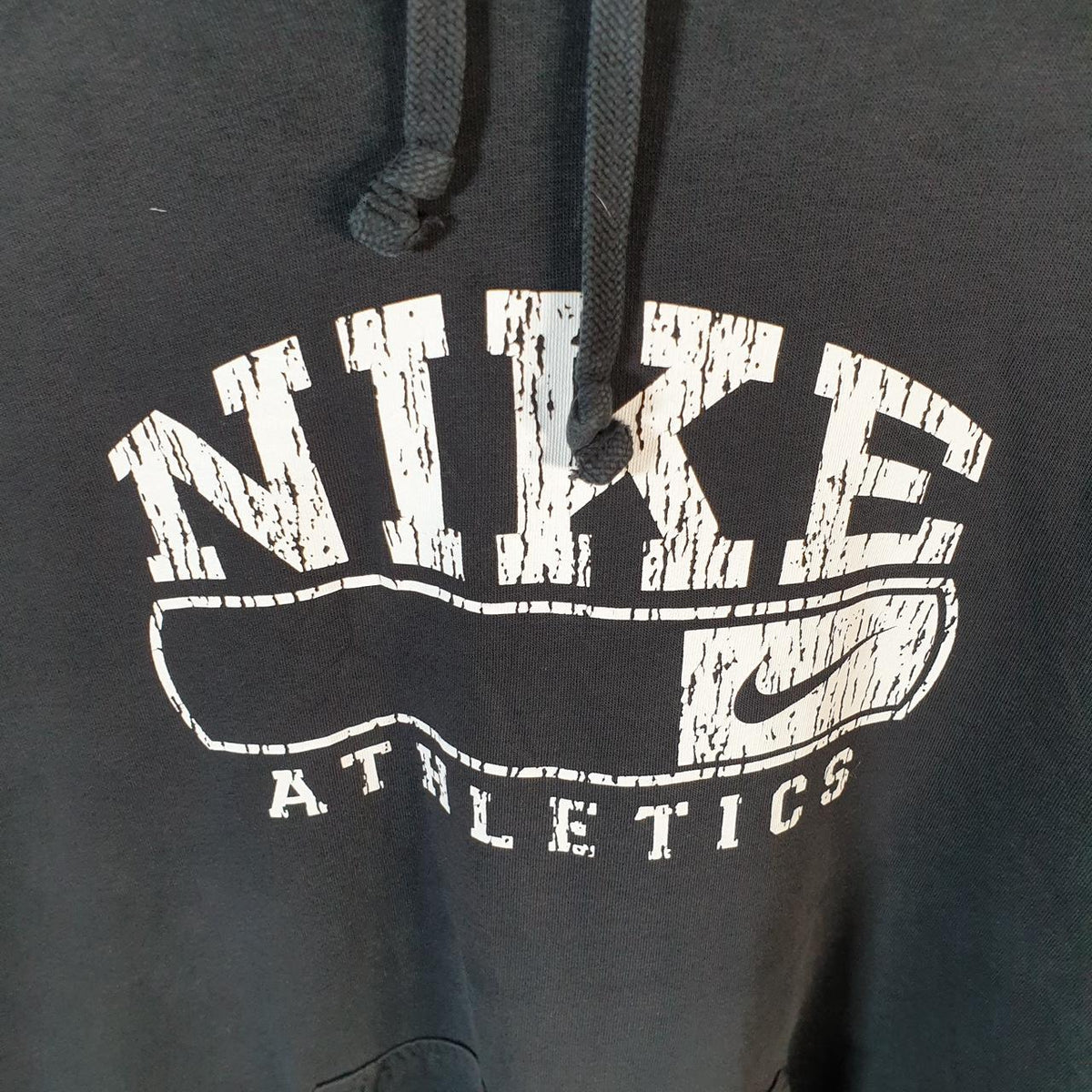 Vintage Nike 90s Athletic Department Hoodie Men’s Large Black Swoosh Pullover