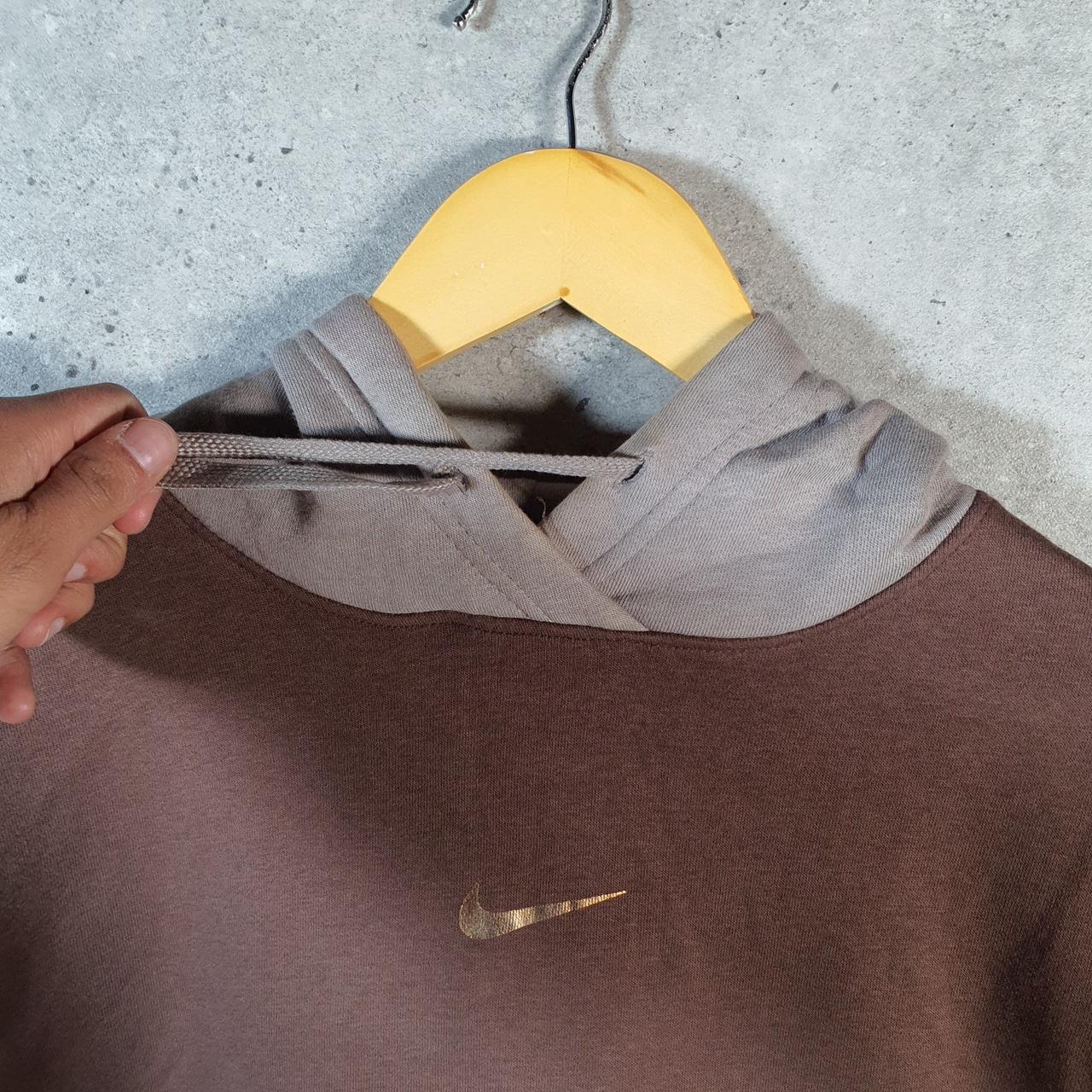 Vintage Nike Centre Swoosh Hoodie Womens Medium Brown Y2K Pullover Logo